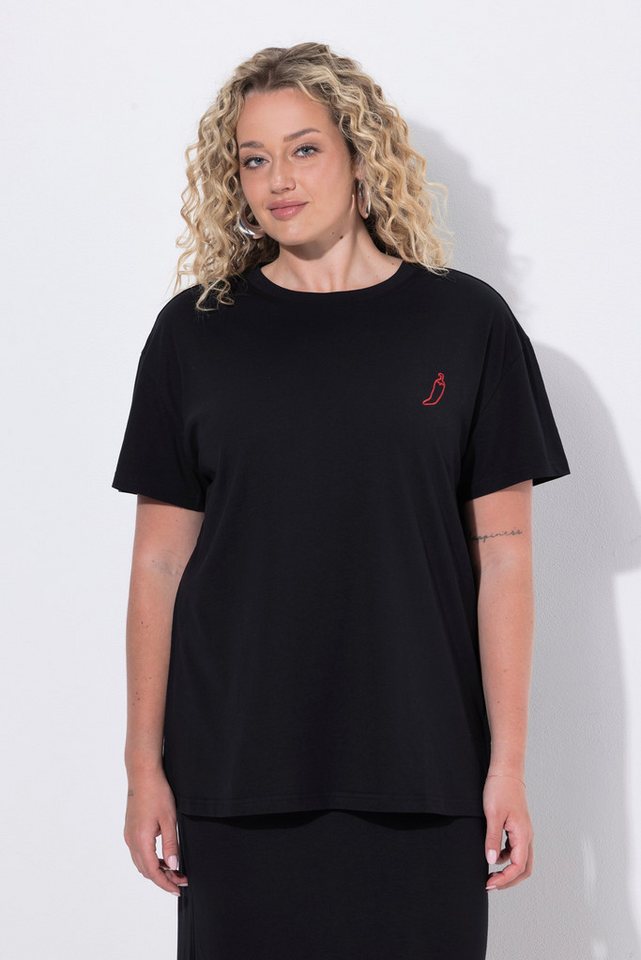 Angel of Style T-Shirt T-Shirt Boxy Fit Chili-Rückenprint mit Zierperlen