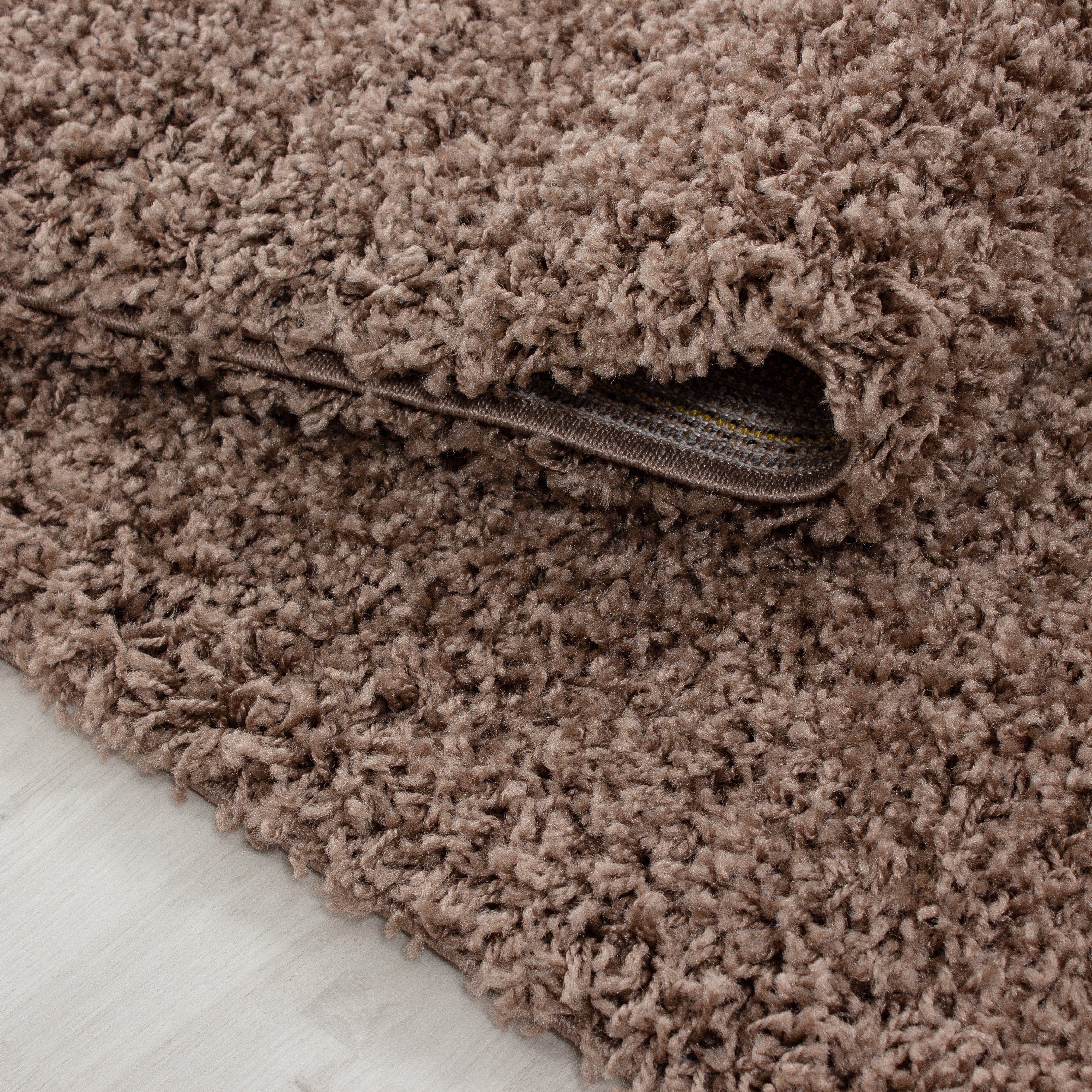 Stilvoll Günstig Hochflor-Teppich für Wohnzimmer und Schlafzimmer Unicolor - Einfarbig, Rund, Höhe: 30 mm