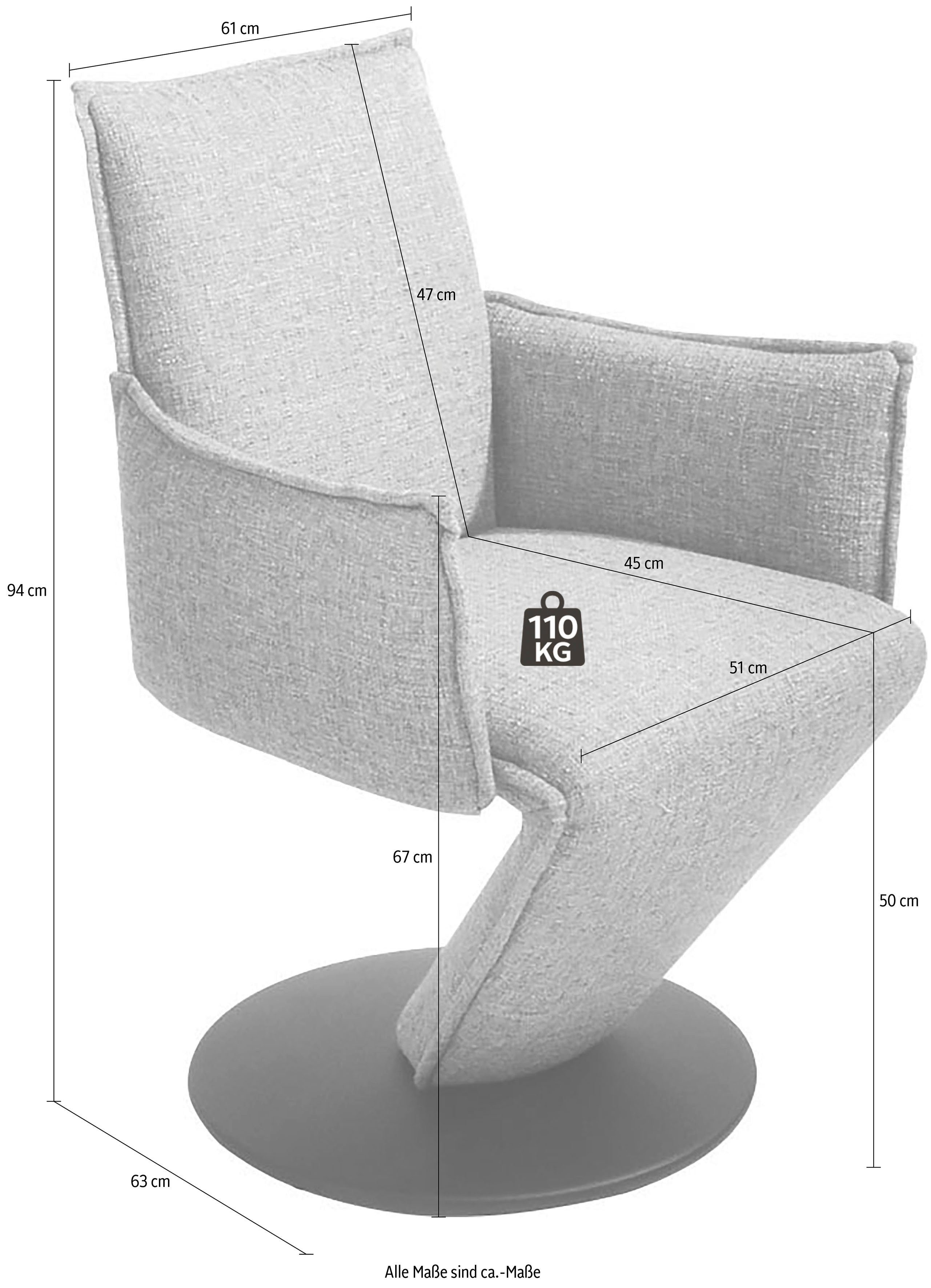 Sessel Komfort federnder Wohnen Drehteller K+W Struktur in Drive, schwarz Metall & mit Drehstuhl Sitzschale,