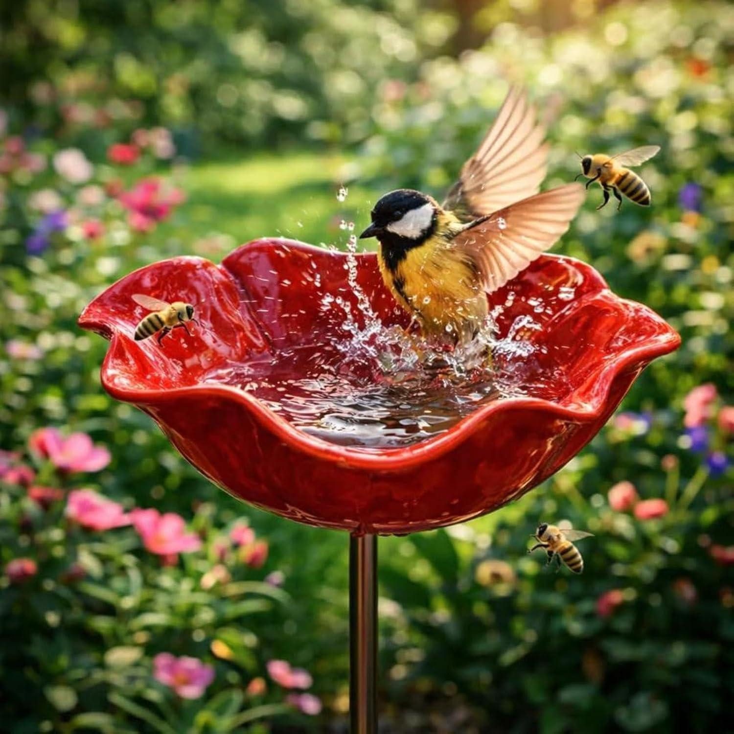 LuxusKollektion Vogeltränke Vogeltränke Hängend Bienenwasserstelle Rot