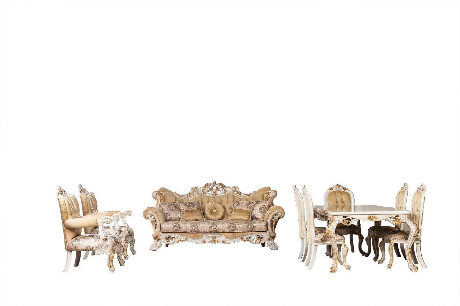 Luxus 4tlg. Sofagarnitur Rokoko Sofa, (4-St) Möbel Barock Couch Klassische Wohnzimmer-Set Set JVmoebel