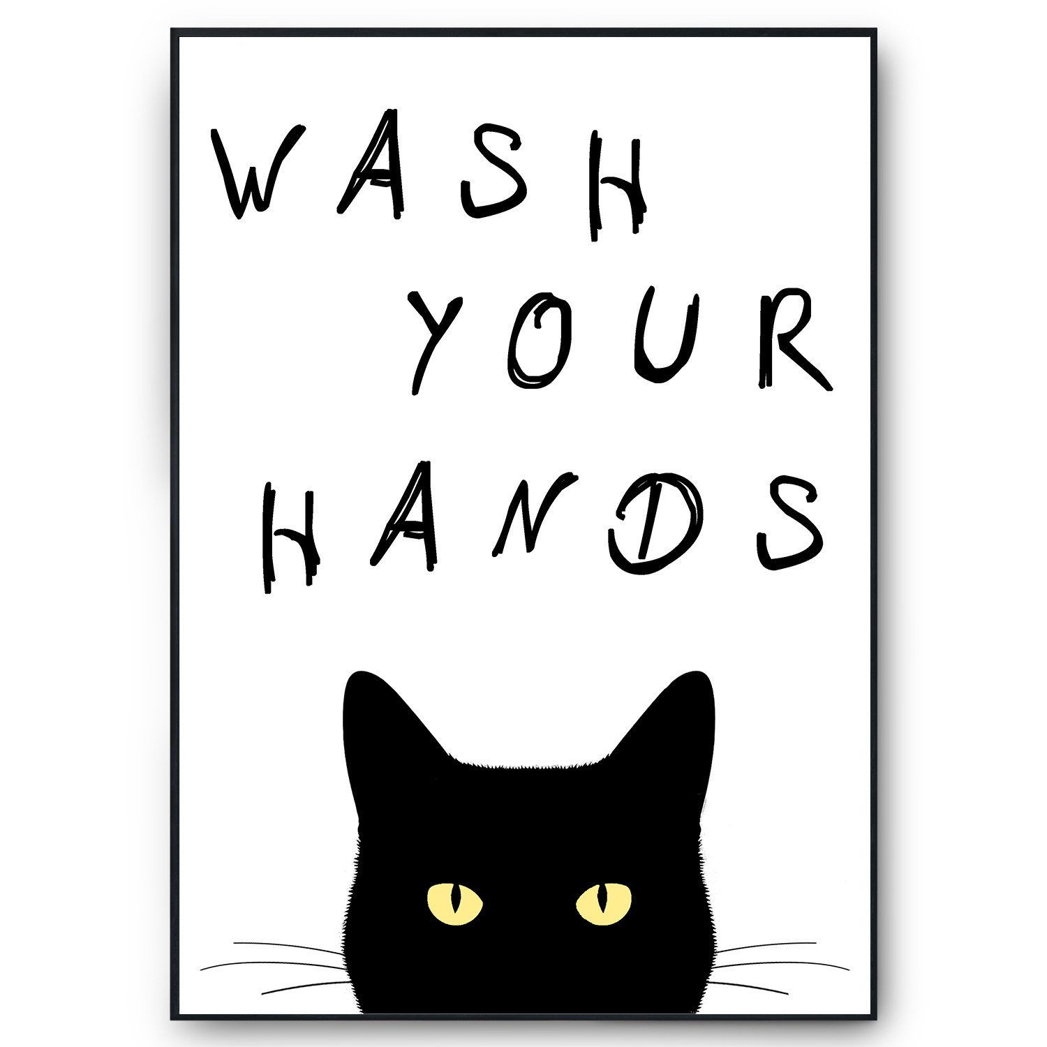 Tigerlino Poster Katzen Wandbild Badezimmer Gästebad Katzenbesitzer WC Deko Lustig, Motiv 1, DIN A4