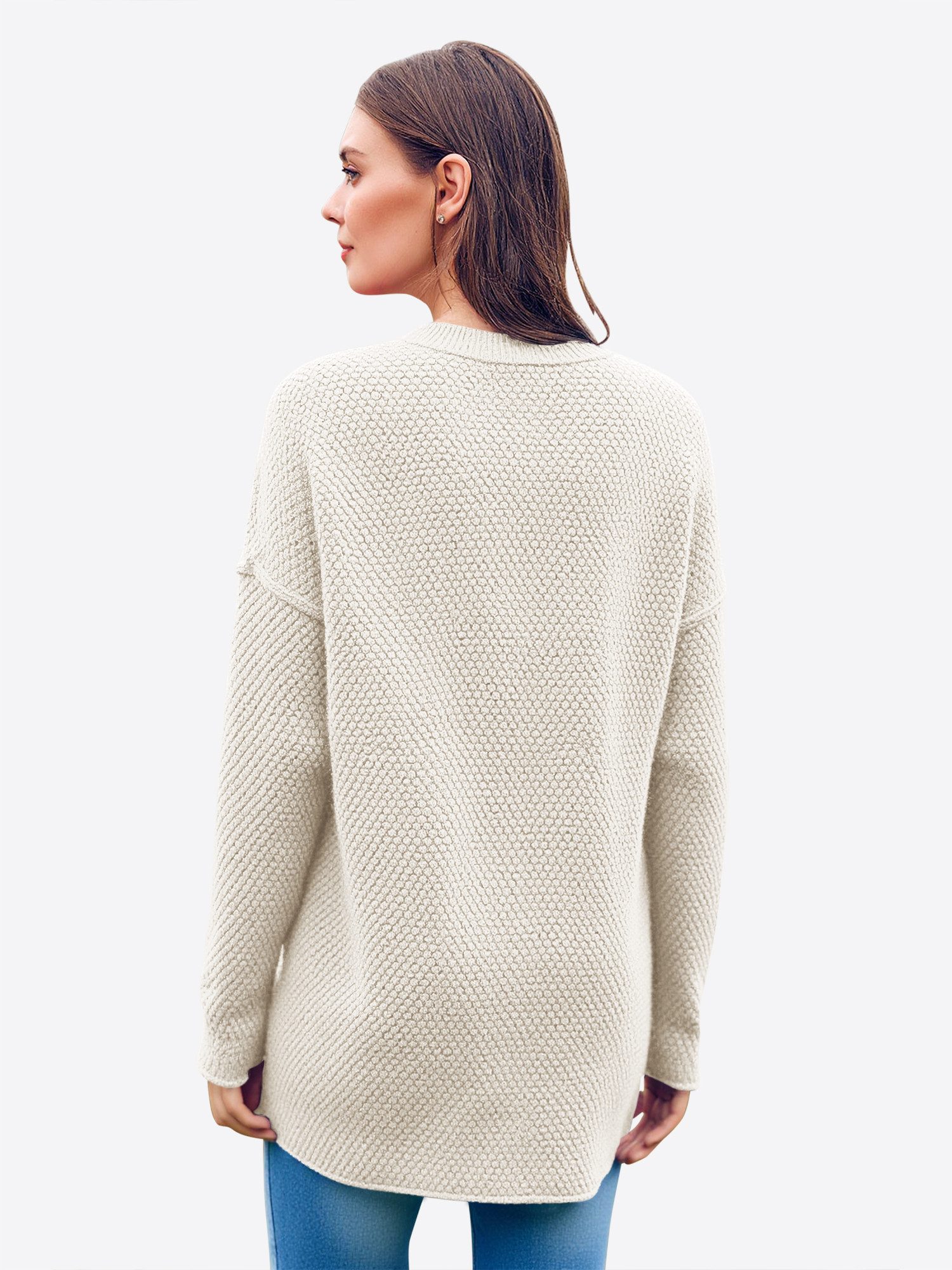 Imily Bela Sweater Damen Oversize Henley-Pullover mit V-Ausschnitt (Packung günstig online kaufen