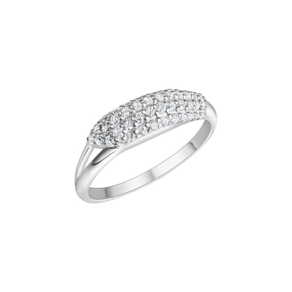 Vivance Fingerring 925-Sterling Silber rhodiniert Zirkonia, Eleganter Ring  aus 925/- Silber rhodiniert