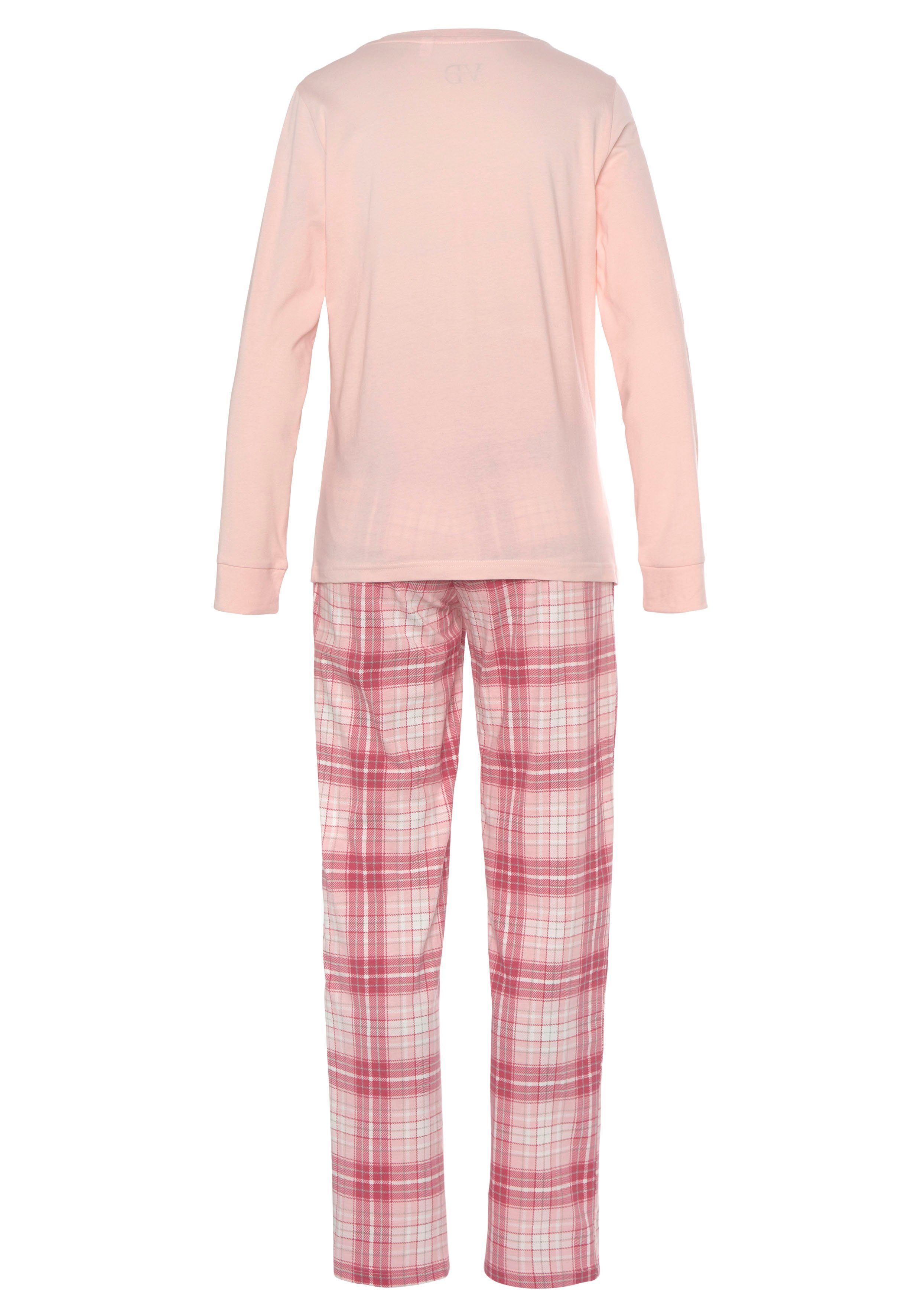 Vivance Dreams by Lascana Pyjama (Packung, 4 tlg., 2 Stück) mit Karo- und Blumendruck im Doppelpack – Bild 4 von 5