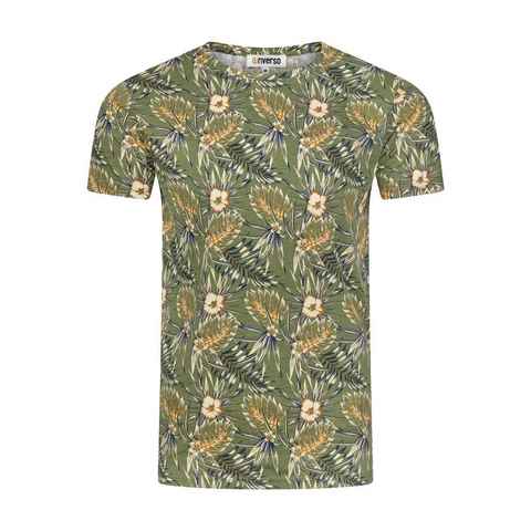 riverso T-Shirt Herren Fotoprintshirt RIVBill Regular Fit (1-tlg) Kurzarm Hawaiishirt mit Rundhalsausschnitt aus 100% Baumwolle