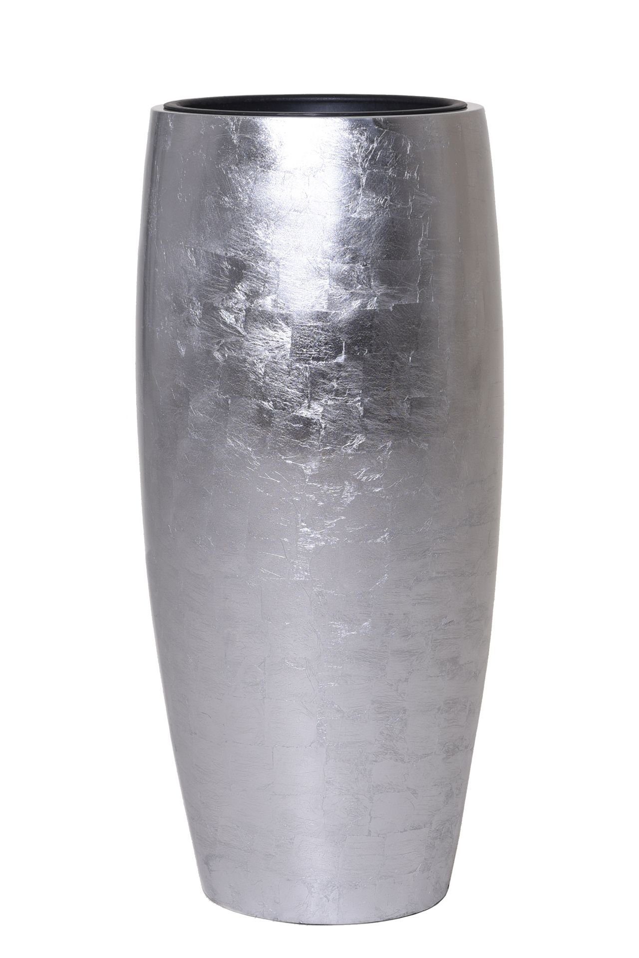 VIVANNO Pflanzkübel - cm Pflanzkübel Blumenkübel Fiberglas Hochglanz 33x80 OPUS Silber