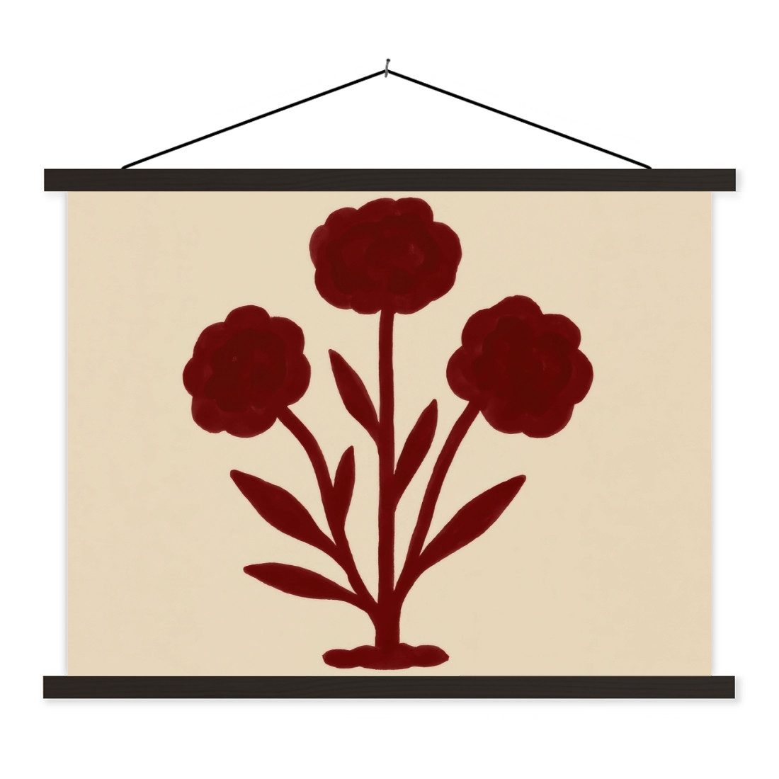 Poster Blumen - Blätter - Rot - Minimalistisch