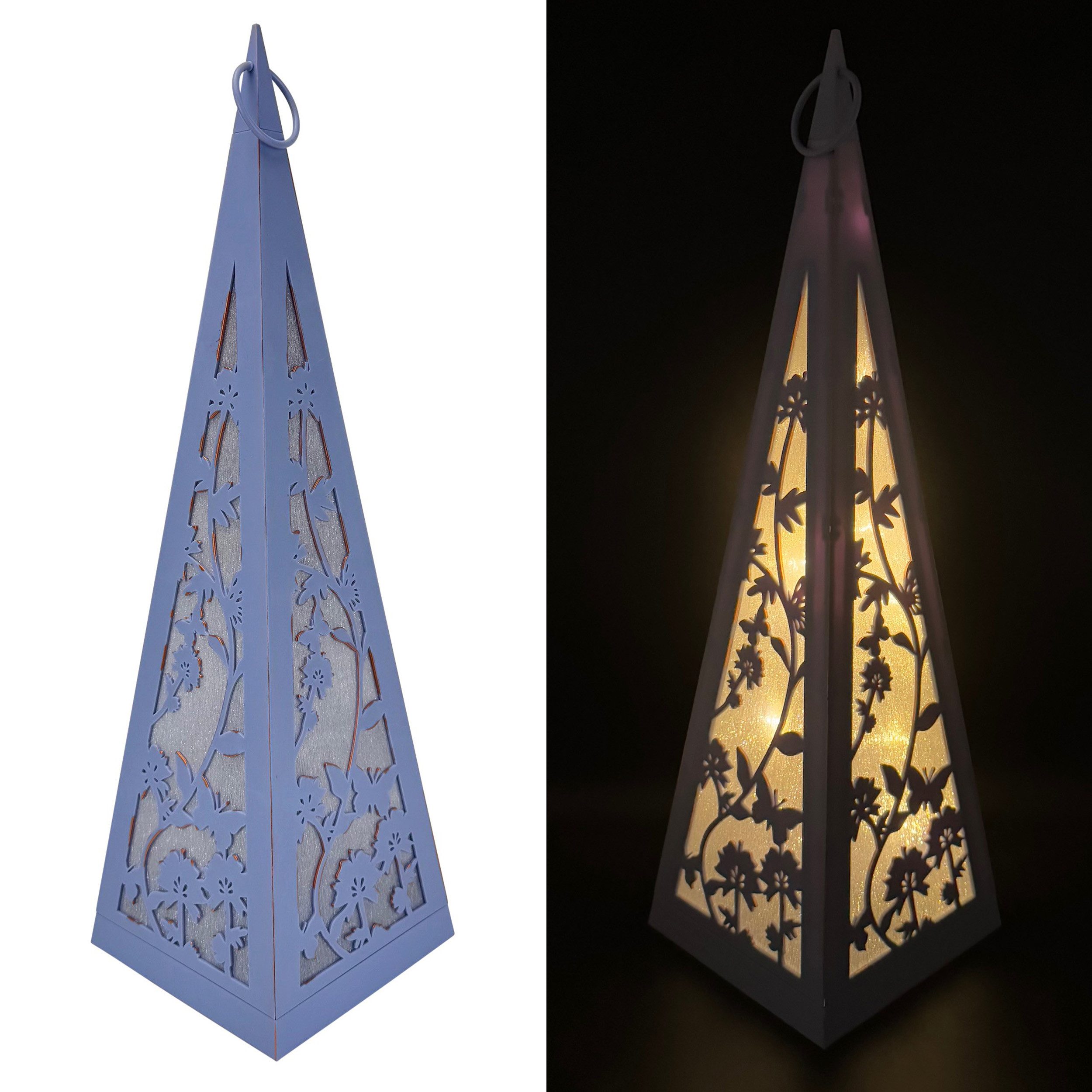 Online-Fuchs LED Laterne Pyramide mit Schmetterlingen & Blumen für draußen günstig online kaufen