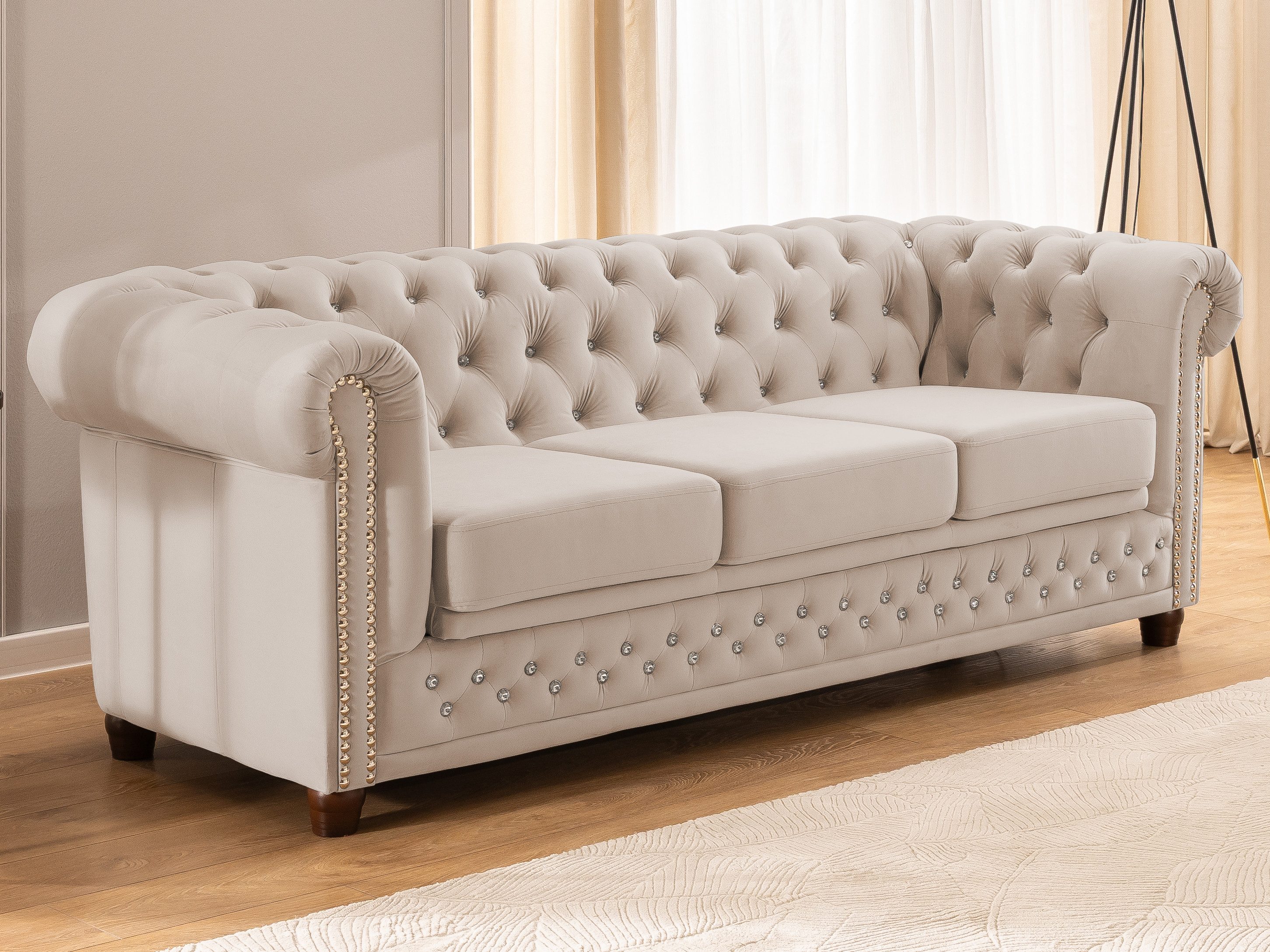 S-Style Möbel Chesterfield-Sofa 3-Sitzer mit Schlaffunktion günstig online kaufen