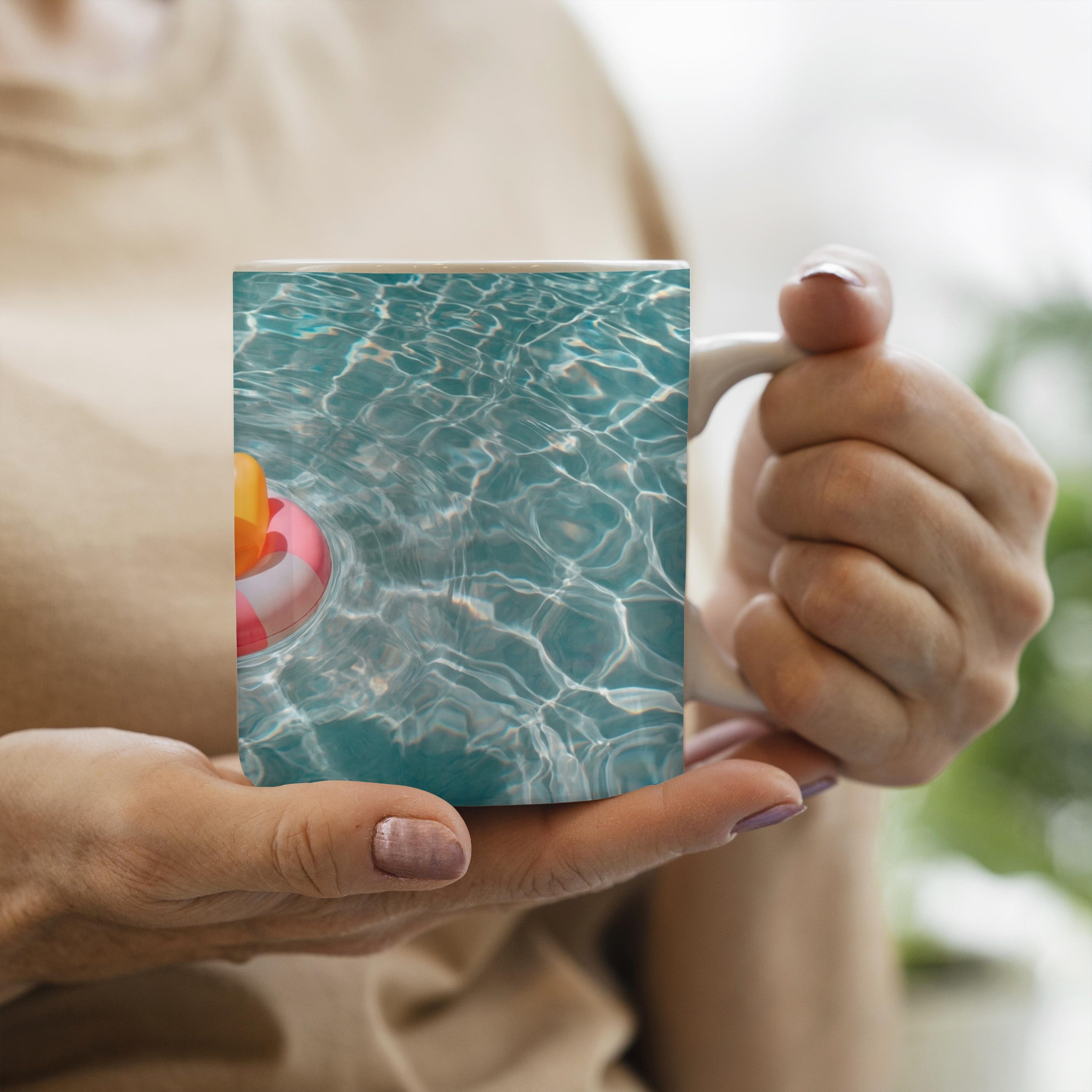 MuchoWow Tasse Gummi-Ente - Schwimmband - Gelb, 1-tlg., Keramik, Kaffeetassen, Teetasse, Becher, Kaffeebecher, Geschenk