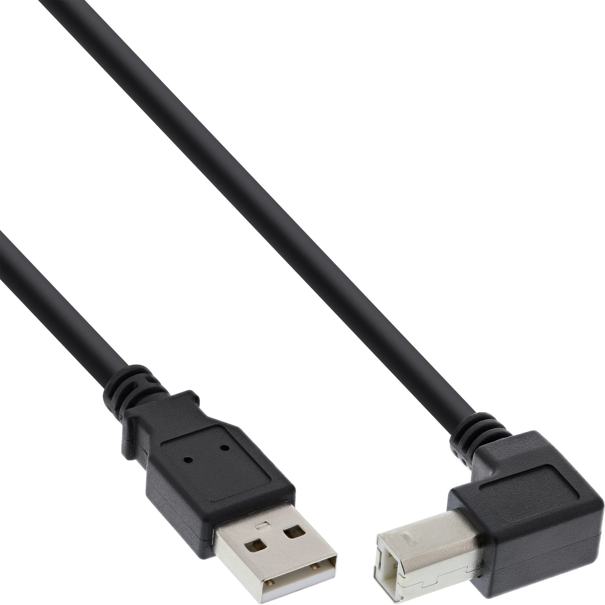 Inline InLine® USB 2.0 Kabel, A an B, unten abgewinkelt, schwarz, 0,3m USB-Kabel