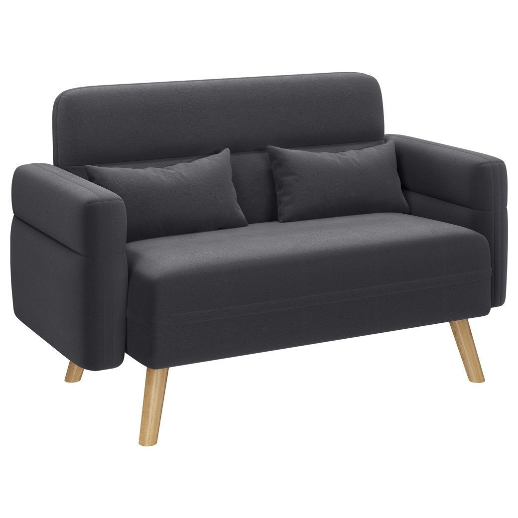 Yaheetech Sofa Kleines Polstersofa, Clubsofa mit 2 Lendenkissen Loveseat für Loft, Sitzfläche 96 × 51 cm