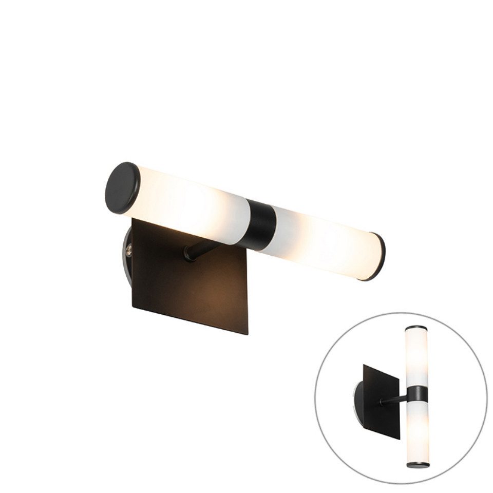 Qazqa Wandleuchte Bath, ohne Leuchtmittel, G9, Schwarz, Modern, Stahl, 2-fl günstig online kaufen