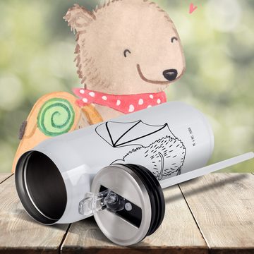 Mr. & Mrs. Panda Isolierflasche Fledermaus Sitzen - Weiß - Geschenk, lustige Sprüche, Motivation, Get, Integrierter Trinkhalm.