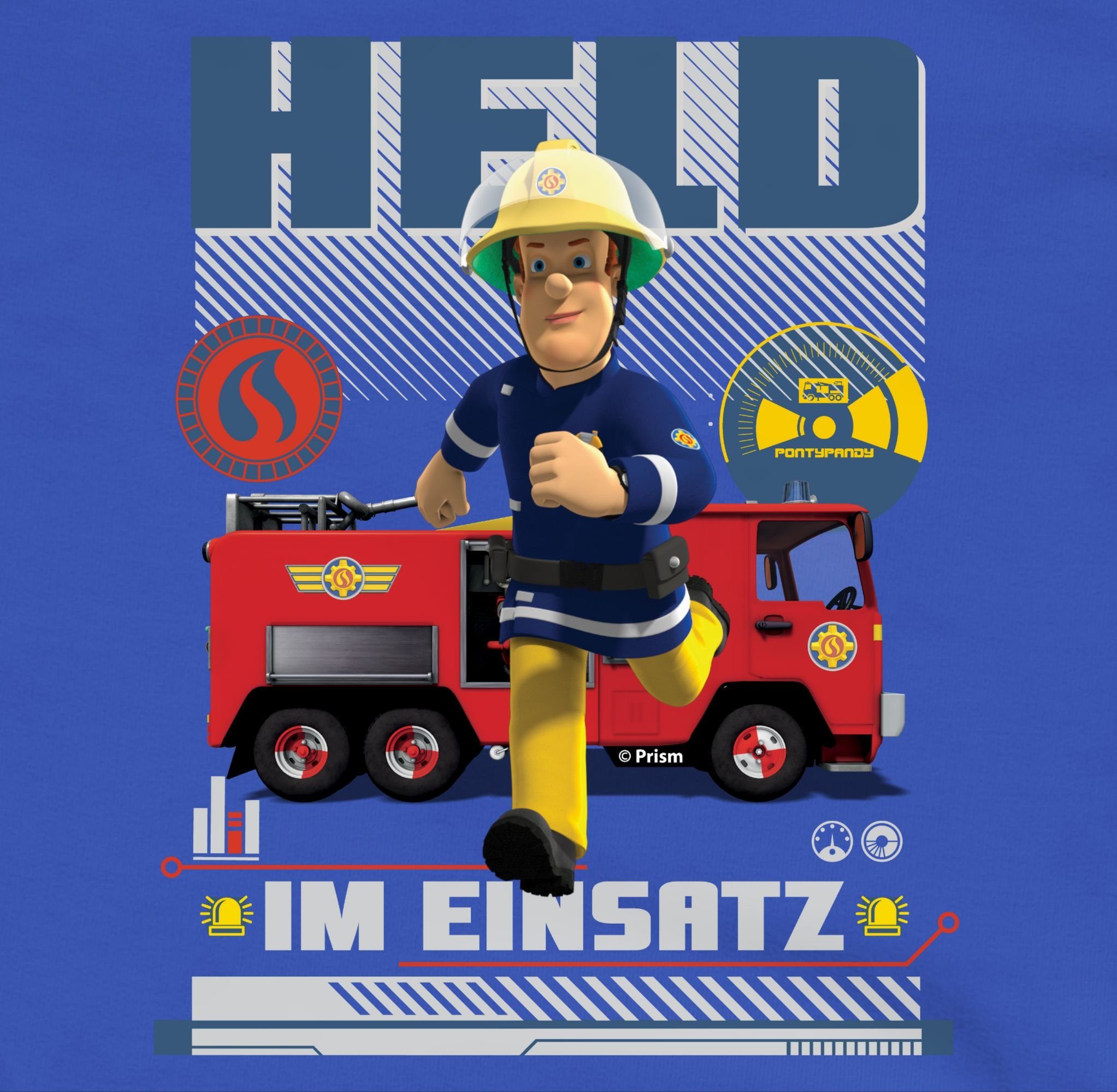 Held Feuerwehrmann Royalblau Einsatz Sam im Hoodie Jungen Shirtracer 1