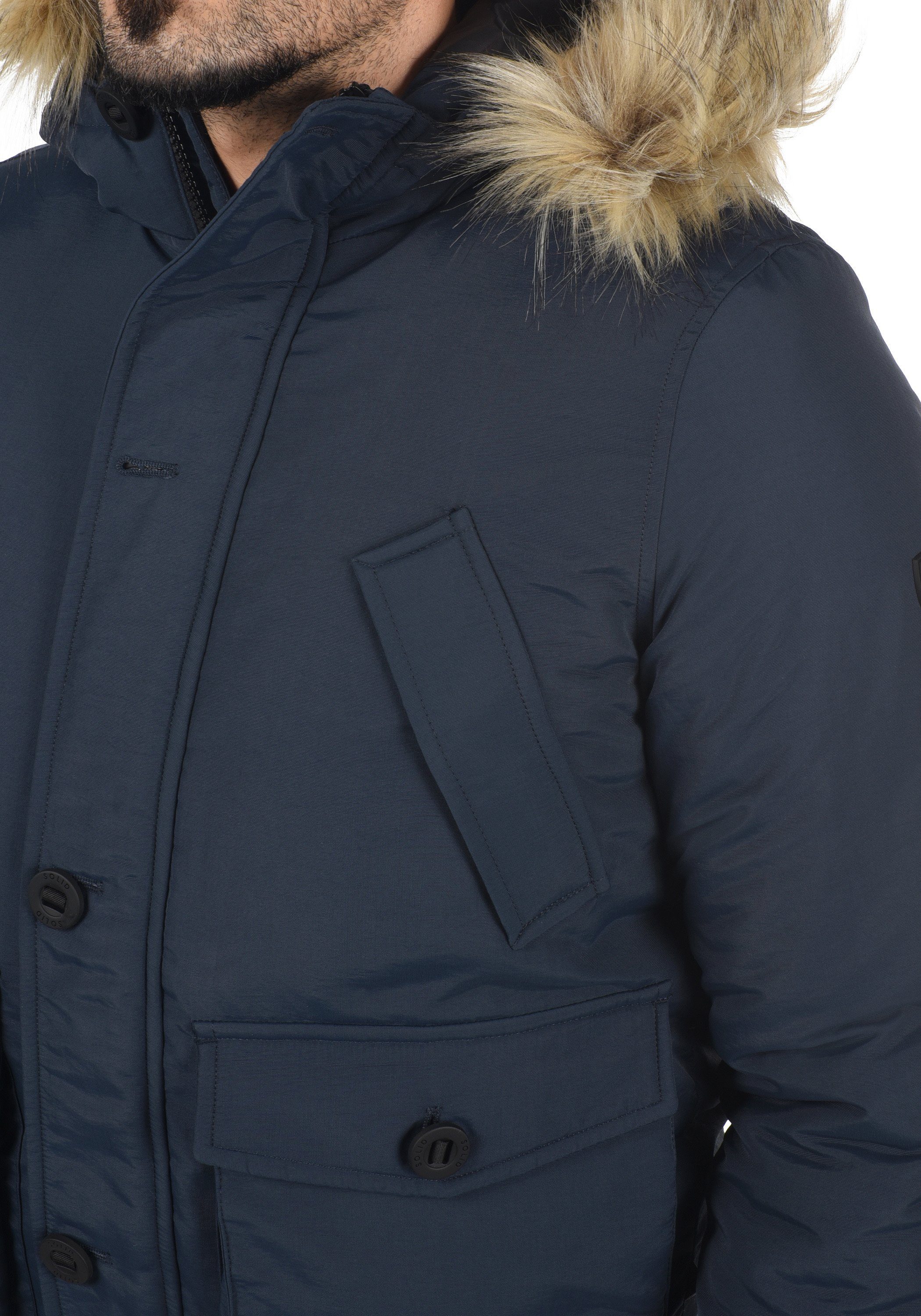 Blue Insignia und abnehmbarem (194010) Kapuze mit Winterjacke !Solid Winterjacke SDFrio Kunstell