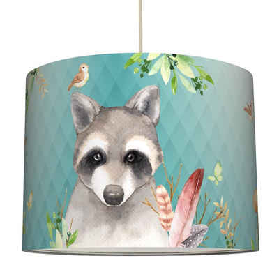 anna wand Pendelleuchte »Lampenschirm Friendly Forest mint - Kinderzimmer Lampe Waldtiere«, Plug & Shine, LED wechselbar