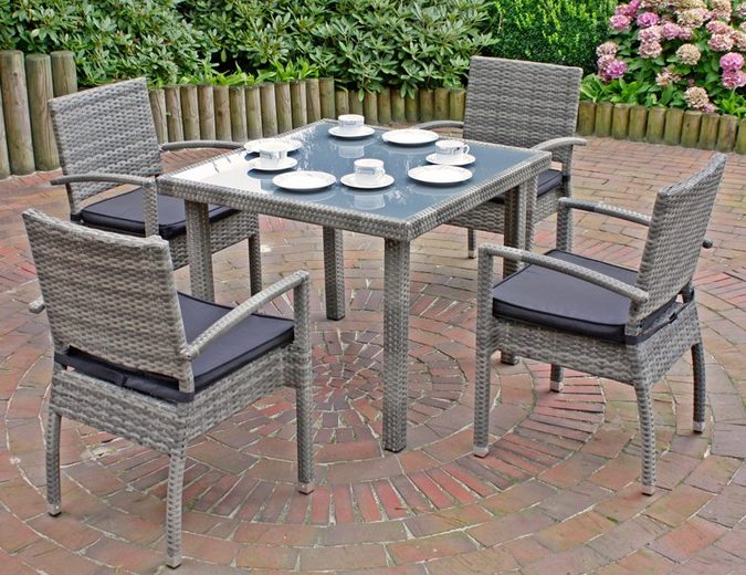 GARDEN PLEASURE Gartenmöbelset »MINSK«, 5-tlg., 4 Stühle, Tisch, Alu