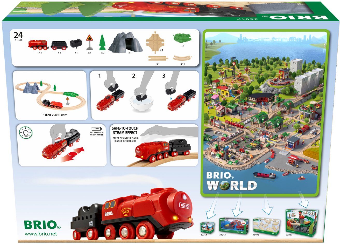 BRIO® Spielzeug-Eisenbahn BRIO® WORLD, Batterie-Dampflok Set
