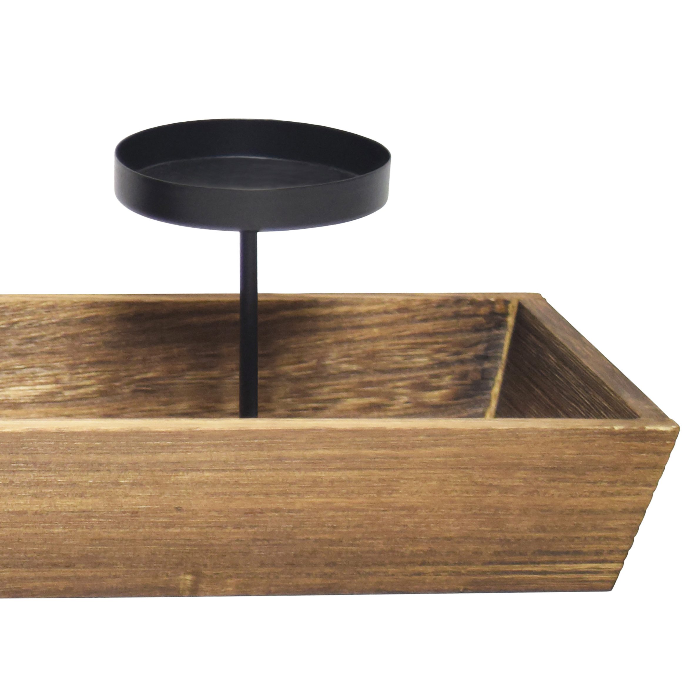 Spetebo Kerzenhalter XL Holz Advents Kerzenleuchter mit 4 Kerzentellern (Pack., 1 St., 1), elegantes Design