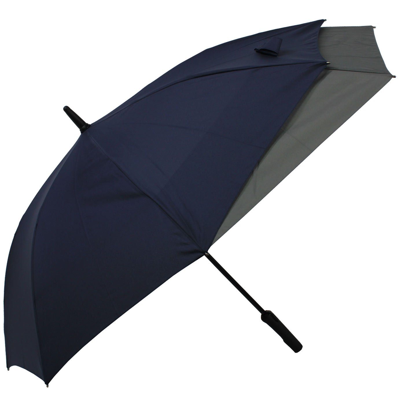 mit mehr für XL, Regen sich to Langregenschirm Schutz beim navyblau-grau doppler® - Auf-Automatik Öffnen Move vor vergrößert Fiberglas