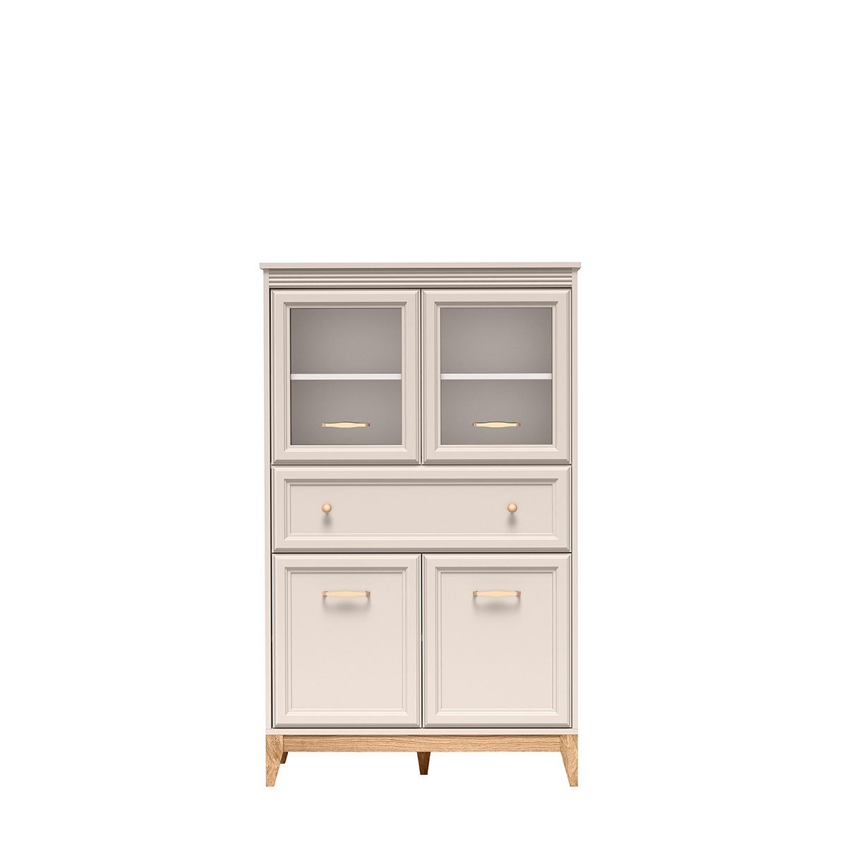 Masseno Glasvitrine Vitrinenschrank CUNEO 150,5 x 92 cm gelb