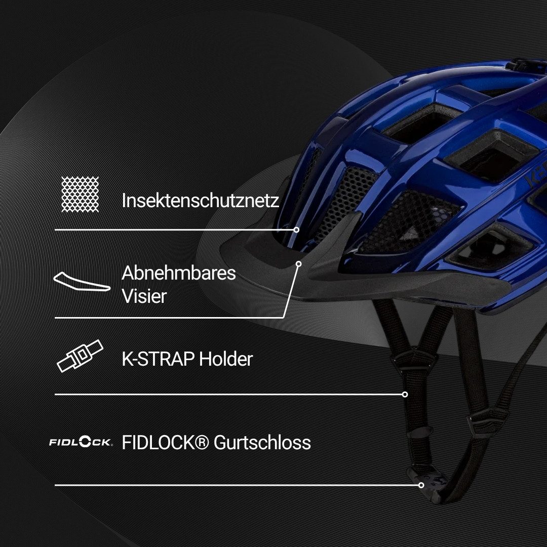 KED Mountainbikehelm Crom Fahrradhelm, Mit LED Rücklicht, FIDLOCK Verschluss, Insektenschutznetz