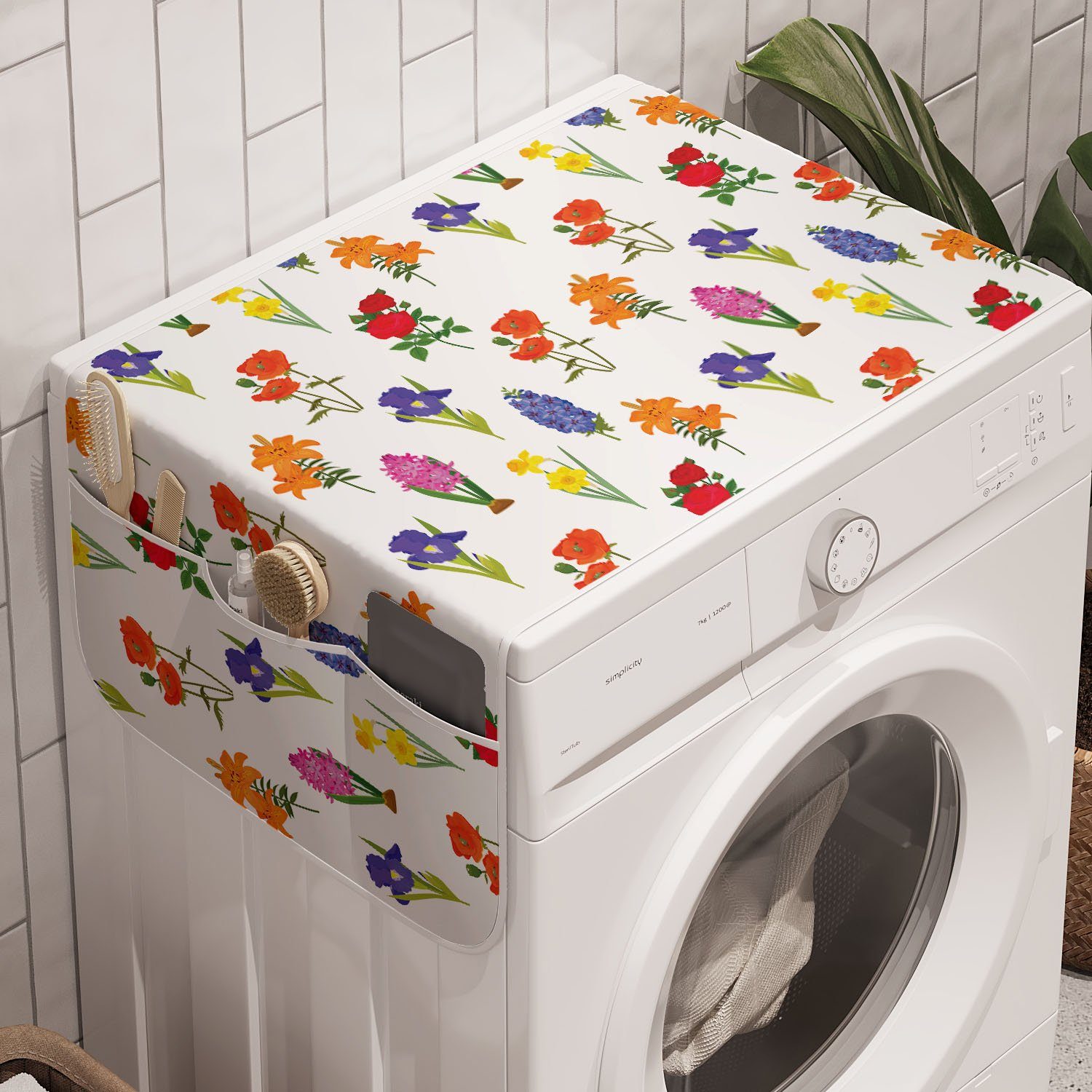 Abakuhaus Badorganizer Anti-Rutsch-Stoffabdeckung für Blumen Blumen Verschiedene und Trockner, Frühlings-Kunst Waschmaschine