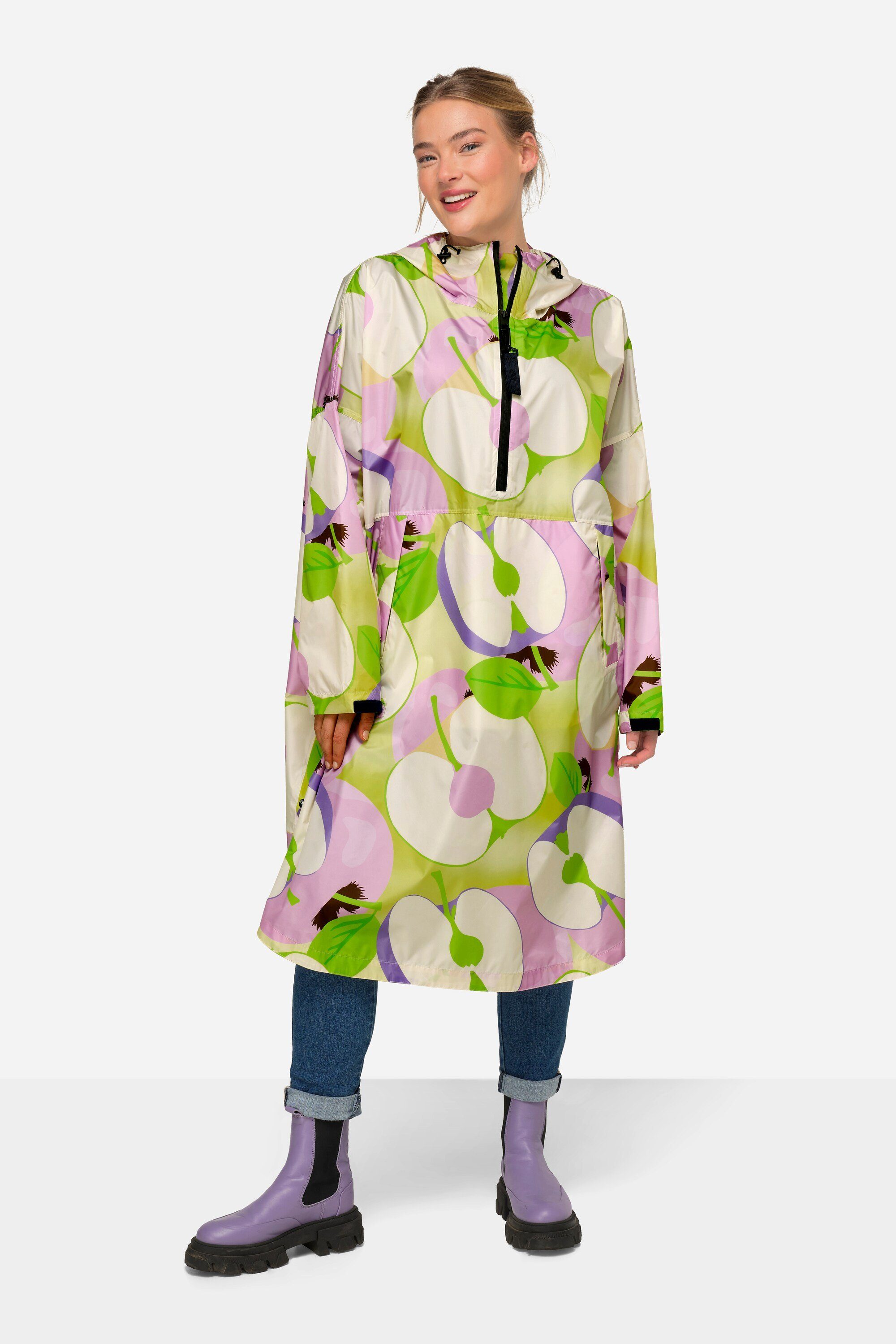 Laurasøn Funktionsjacke Funktions-Regencape Unisex Apfel Print Kapuze