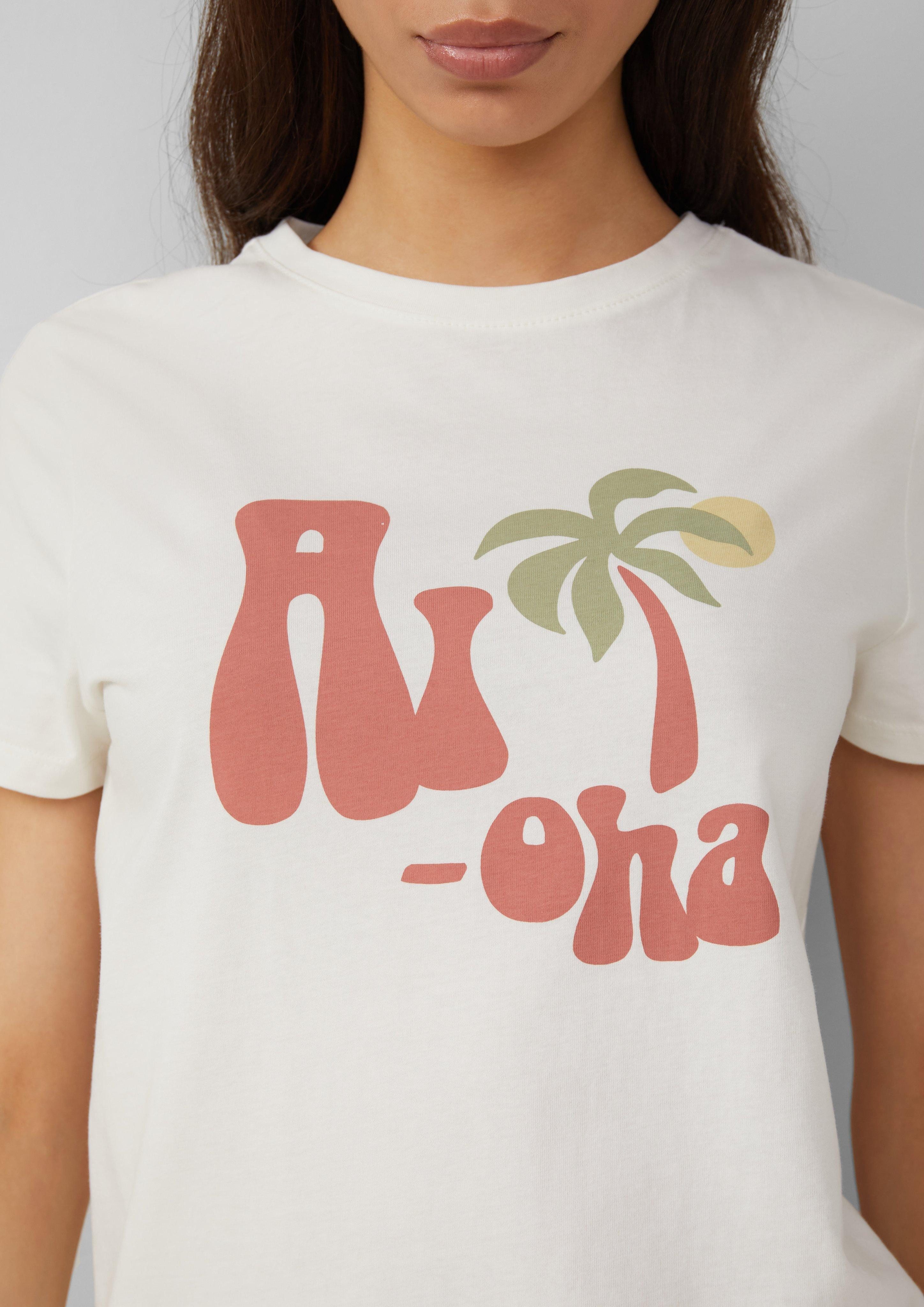 QS Kurzarmshirt Baumwollshirt mit Frontprint günstig online kaufen