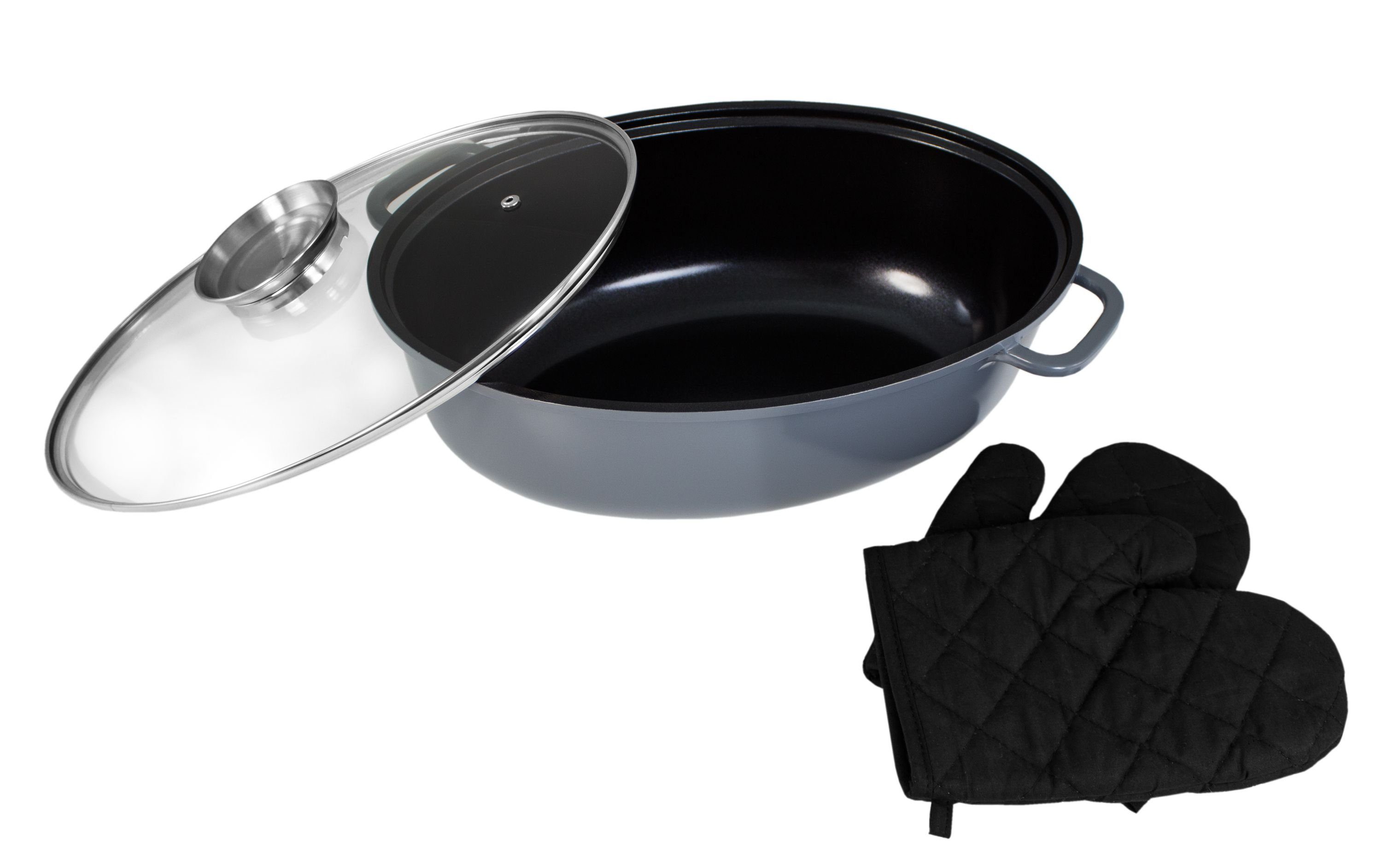 Kopf Bräter Colima, Aluminiumguss, 7,7 Liter, inkl. Glasdeckel mit Aromaknopf, Induktion