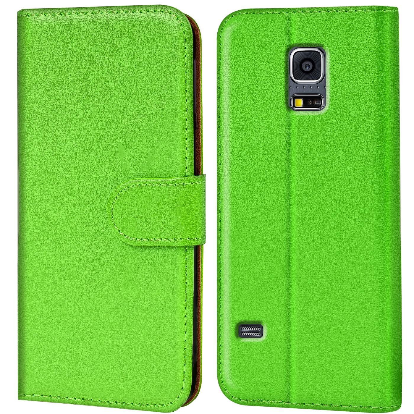 CoolGadget Handyhülle Wallet Klapp Tasche Book Case für Samsung Galaxy S5 / S5 Neo 5,1 Zoll, Hülle Klapphülle Flip Cover Etui Schutzhülle