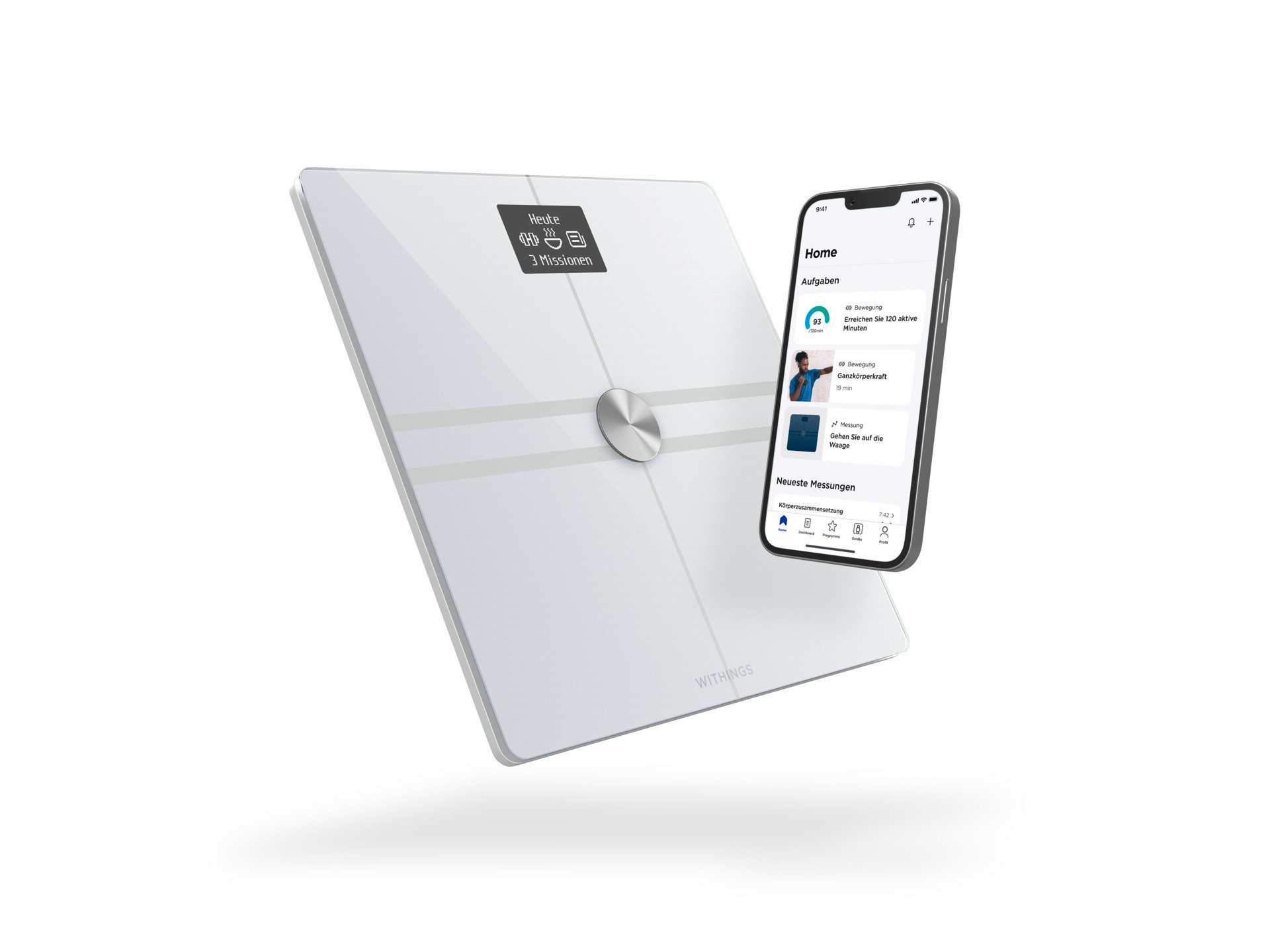 Withings Körper-Analyse-Waage Body Comp, WLAN- oder Bluetooth-Konnektivität, spezielle Modi für Schwangerschaft, Babys und Athleten