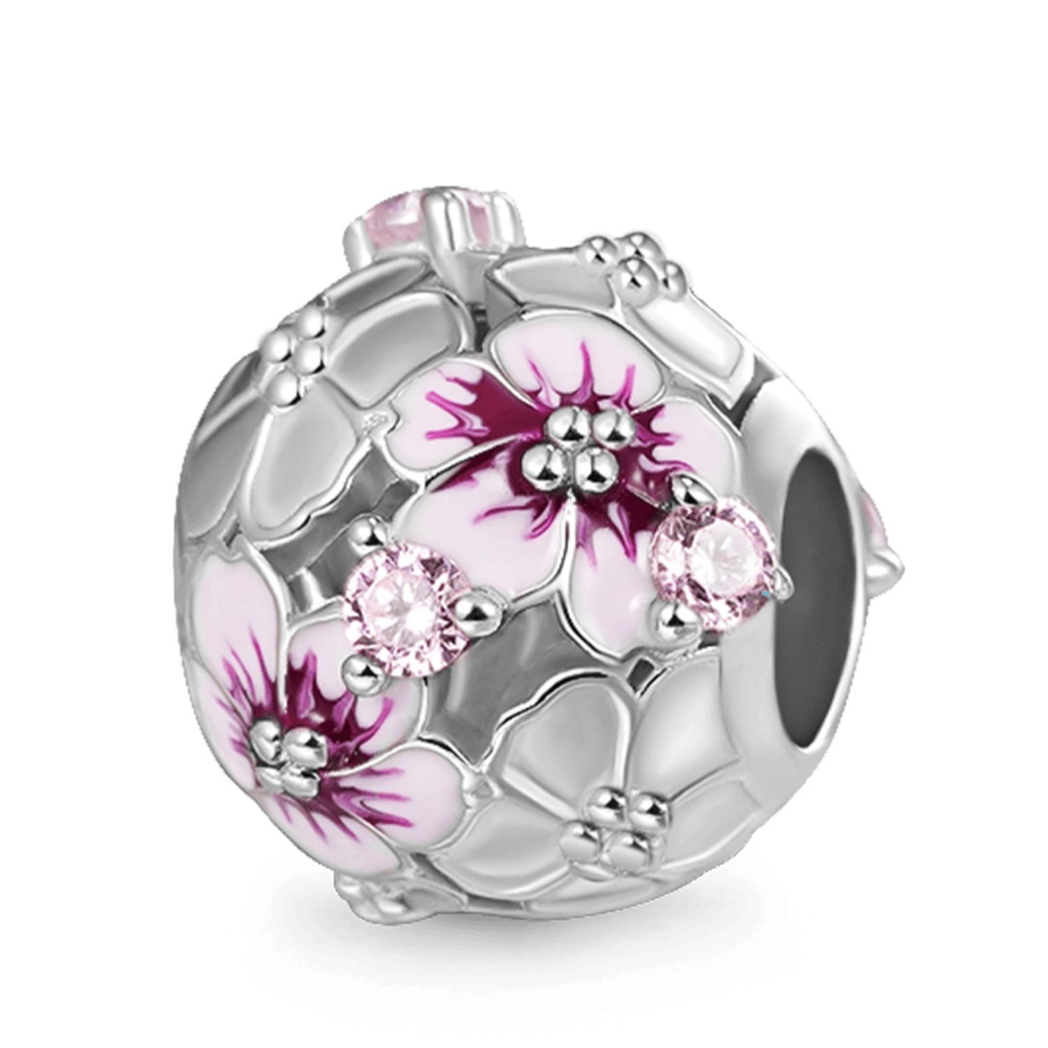 Bead Gnoce Charm Pfirsichblüte GYC032 Silber