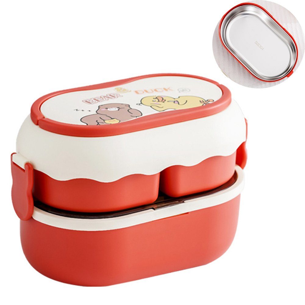 YVMOOEC Lunchbox Isolierte Lunchbox für Studenten, mikrowellengeeignet, zwei Fächern, rostfreie Stähle