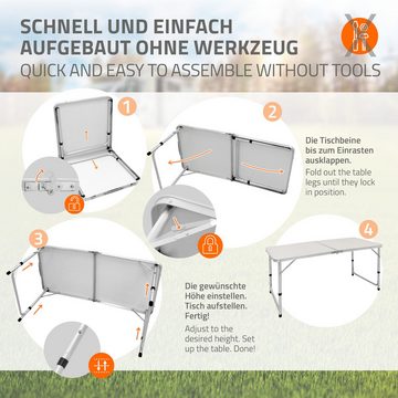 ECD Germany Campingtisch Campingmöbel Set Klappmöbel Klapptisch Falttisch, Weiß 120cm Alu-Rahmen MDF