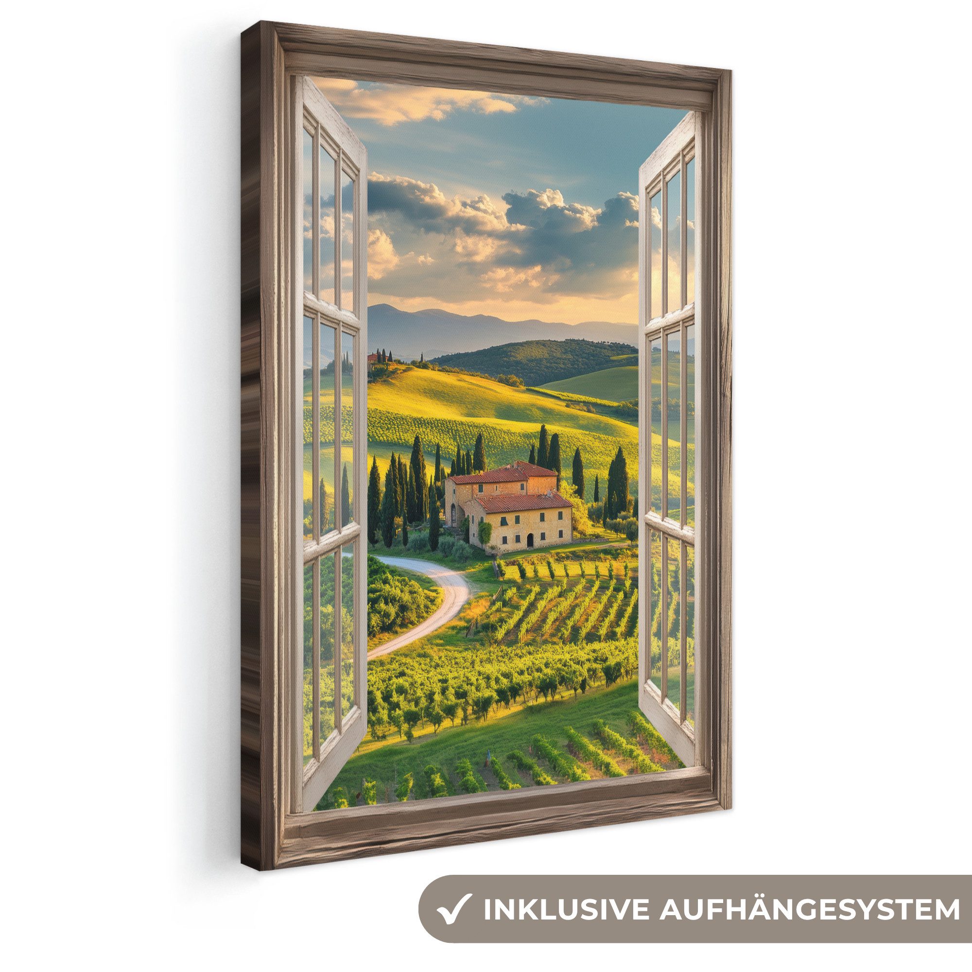 OneMillionCanvasses® Leinwandbild Ansichten - Toskana - Landschaft - Sommer, Fotodruck (1 St), Leinwand Canvas Wandbild, Wanddekoration 20x30 cm