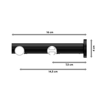 Gardinenstange Platon Savio, INTERDECO, Ø 20 mm, 2-läufig, Wandmontage, Silbergrau / Schwarz