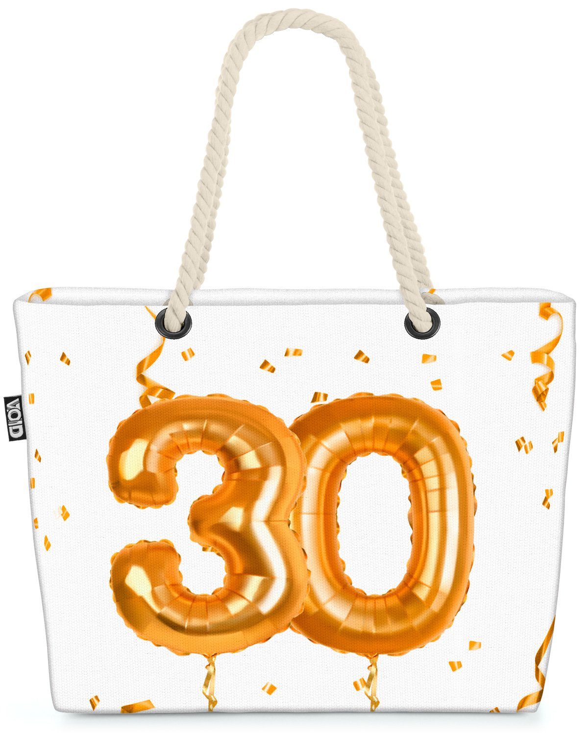 VOID Strandtasche (1-tlg), Party Ballons Feiern 30 Jubiläum Kranz Geburtstag Hochzeit Jahreszahl