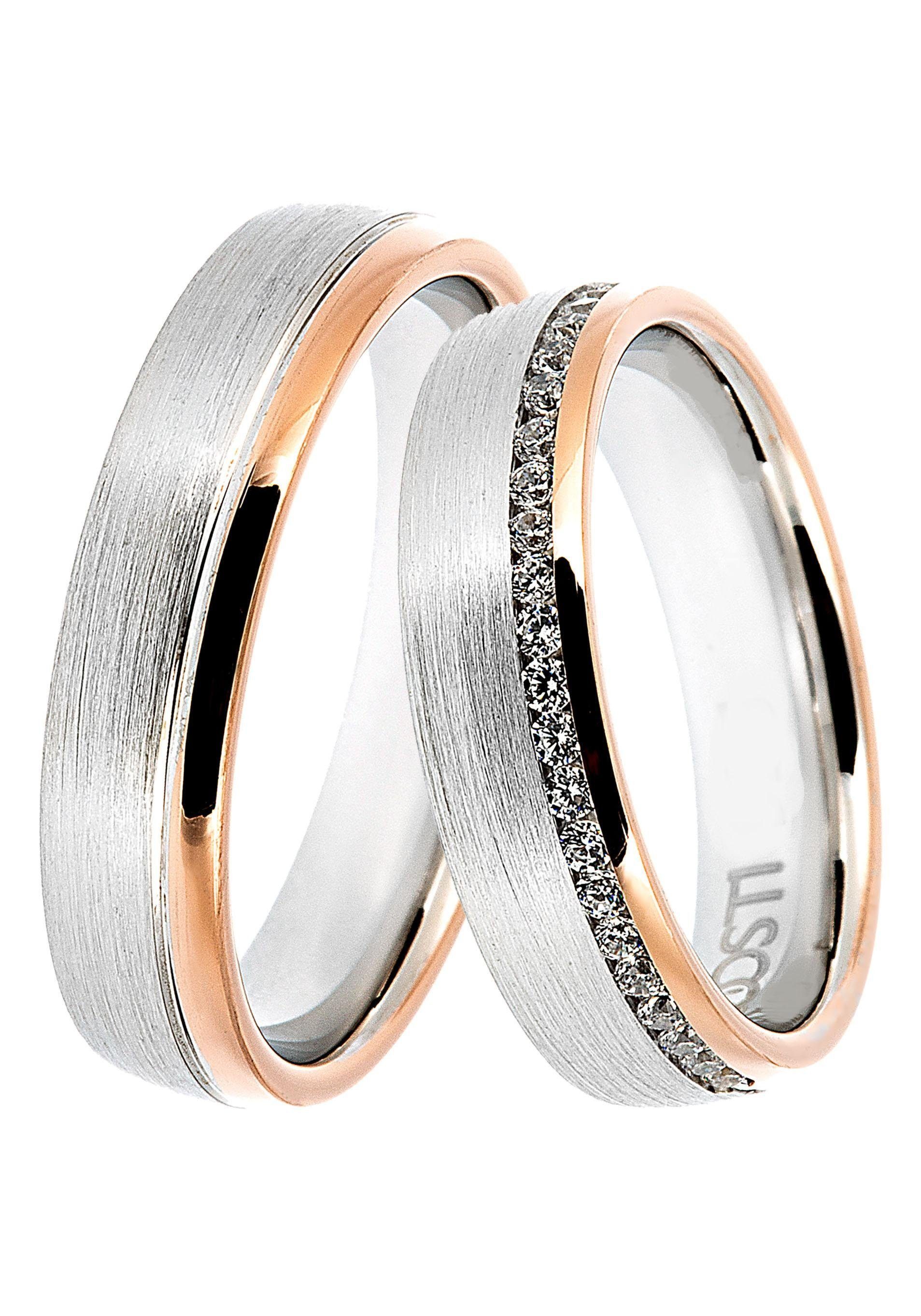 DOOSTI Trauring Schmuck Geschenk Silber 925 Trauring Ehering Partnerring LIEBE, Made in Germany, mit o. ohne Zirkonia | Trauringe