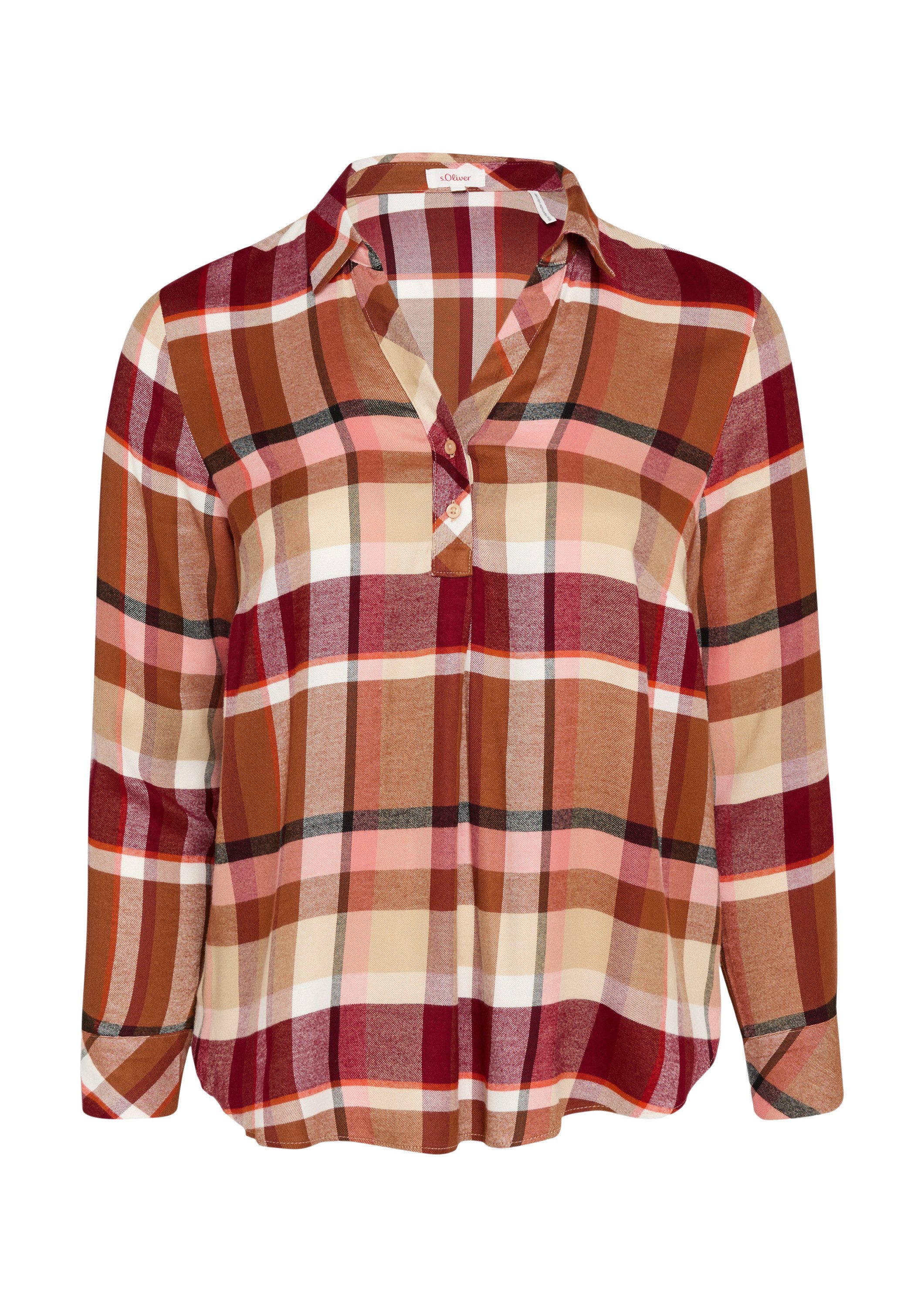 s.Oliver Langarmbluse Bluse Karierte Bluse mit Hemdkragen