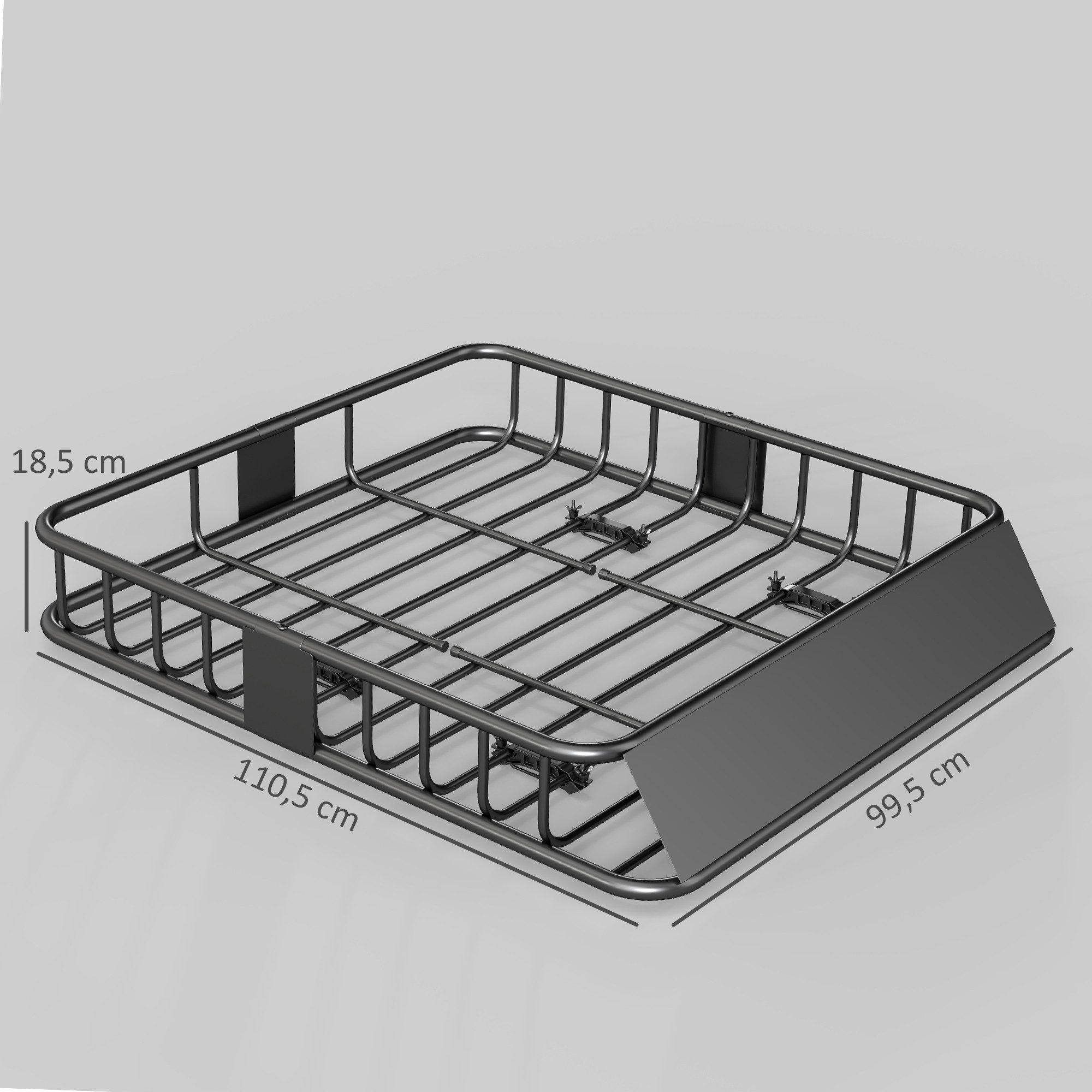 HOMCOM Dachträger mit Windschutz, bis 90,7kg belastbar (Dachgepäckträger, 1-St., Universal Dachkor), für SUV Trucks, 110,5 x 99,5 x 18,5cm, Schwarz