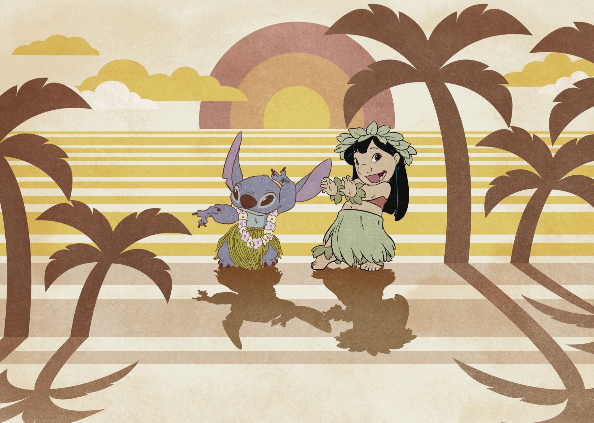 Komar Fototapete Disney Lilo and Stitch Hula Harmony, glatt, Comic, bedruckt, (7 St)
