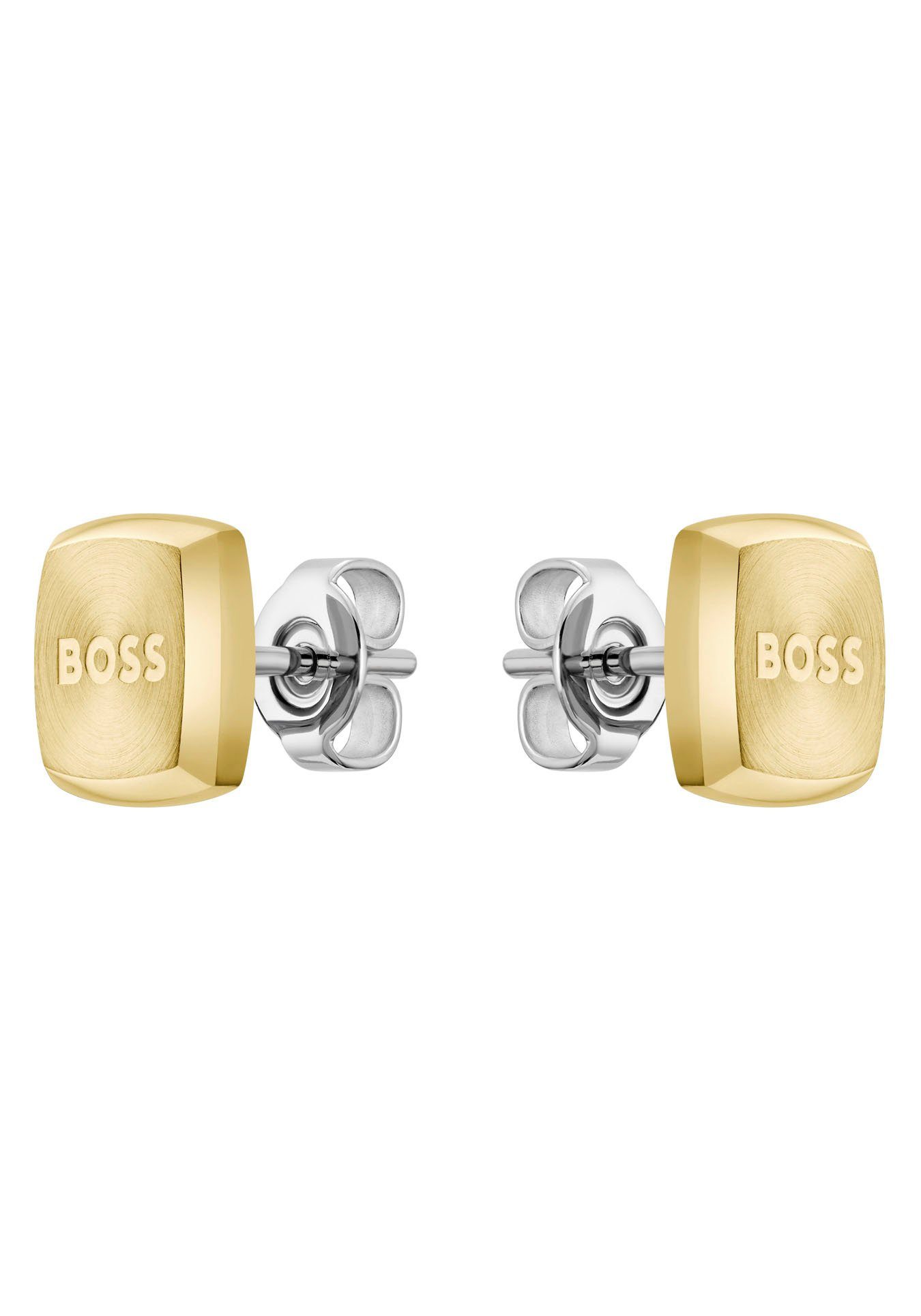 BOSS Paar Ohrstecker Schmuck Edelstahl Ohrschmuck Ohrringe YANN, zu Hoodie, Shirt, Jeans, Sneaker, Underwear, HUGO, BOSS ORANGE! gelbgoldfarben | Ohrstecker