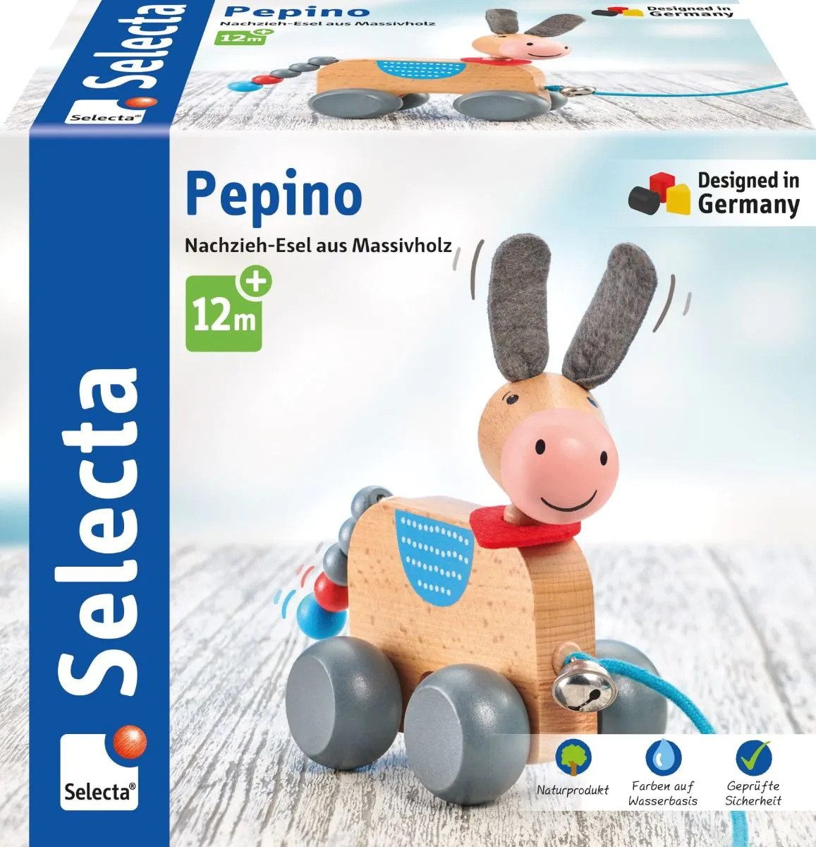 Nachziehspielzeug Kleinkindwelt Rollspielzeug Holz Pepino Nachzieh-Esel 13 cm 62102