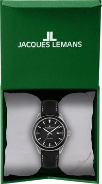 Jacques Lemans Solaruhr Eco Power Solar Apple, 1-2116A, Armbanduhr, Herrenuhr, Datum, Leuchtzeigergehärtetes Crystexglas