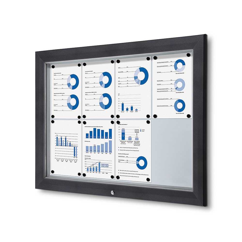 Hängevitrine Showdown Displays Schaukasten Premium für Außen - 8x DIN A4 - Grau