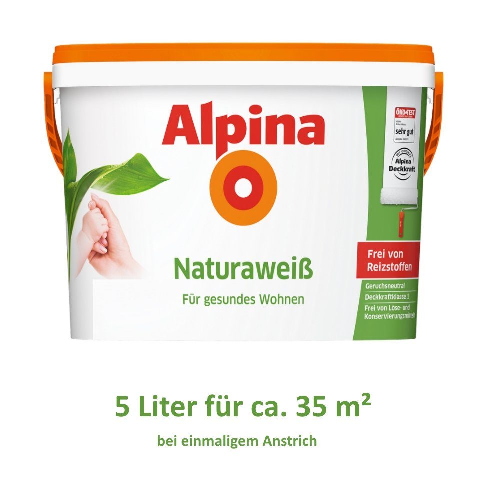Deckenfarbe Naturaweiss und Wand- Alpina Liter 5