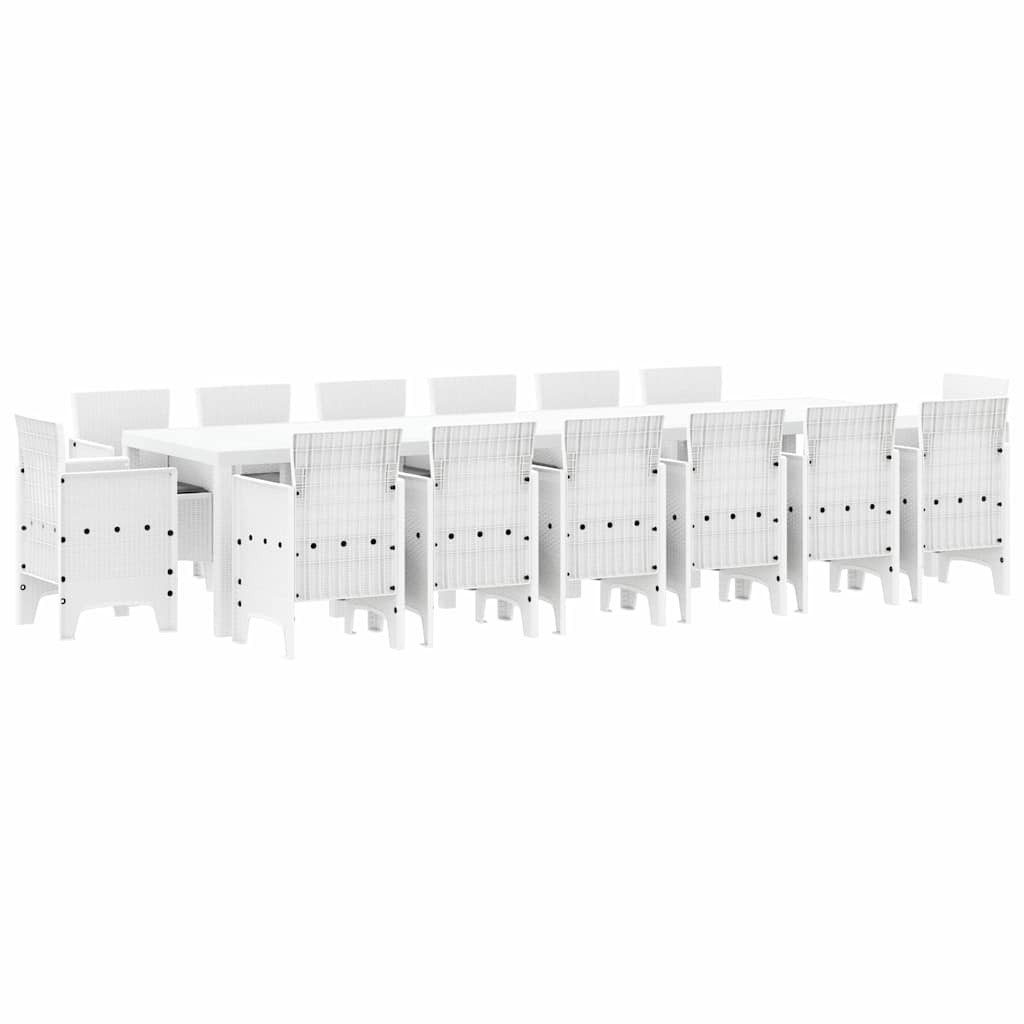 vidaXL Gartenlounge-Set Garten Essgruppe 15 Stk. Weiß Polt Rattan, (15-tlg)